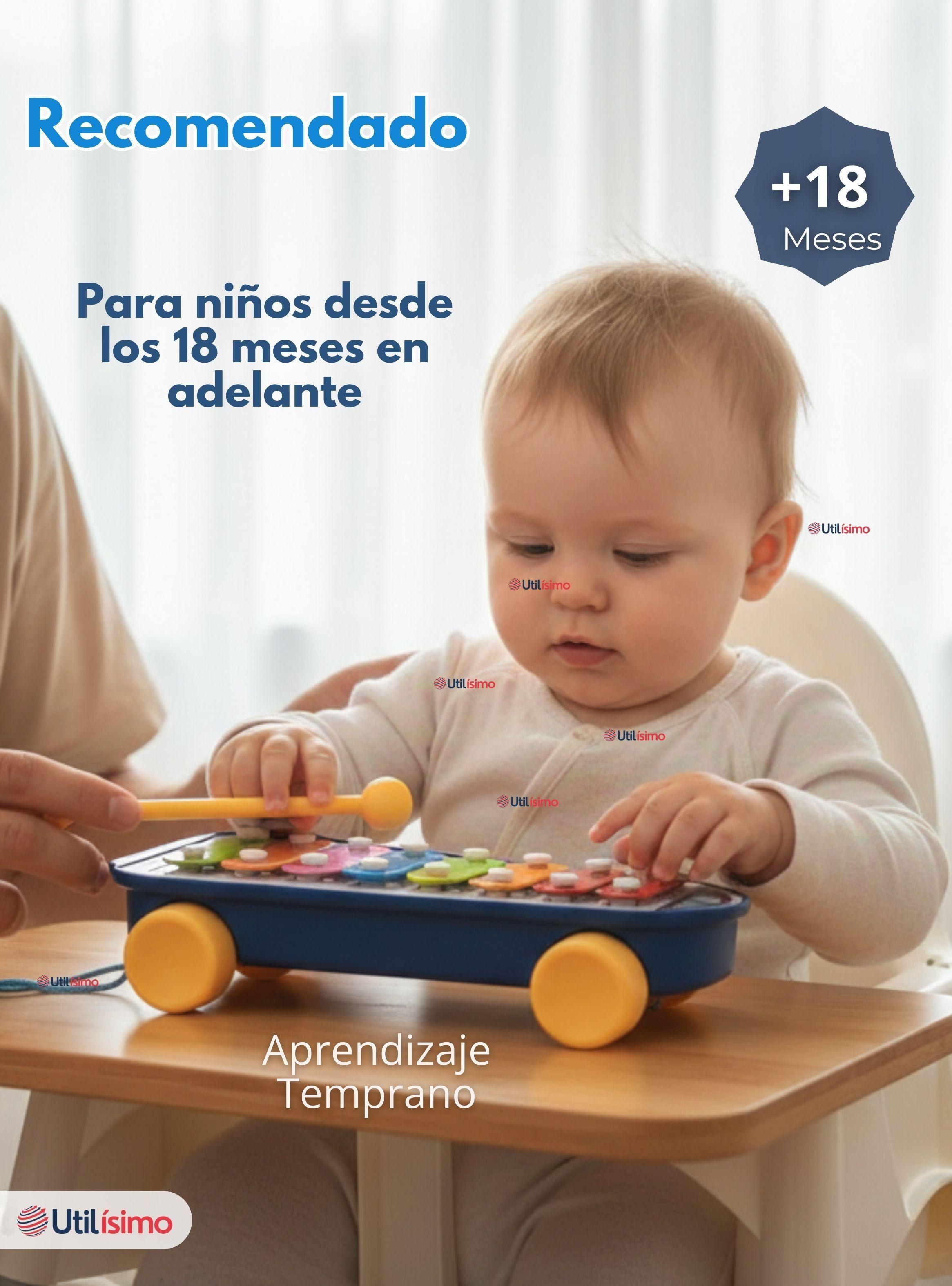 Xilófono Cohete Piano Carrito de Arrastre Juguete Educativo Bebé Niño Niña-4