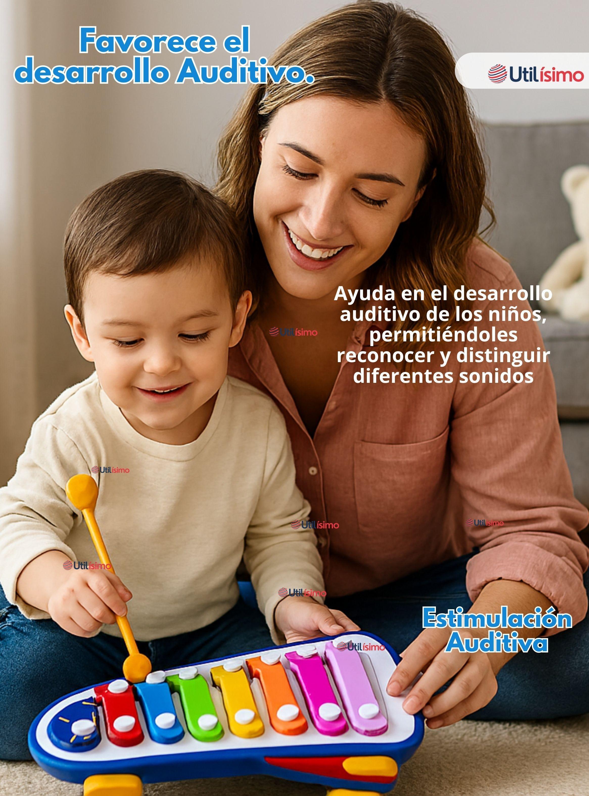 Xilófono Cohete Piano Carrito de Arrastre Juguete Educativo Bebé Niño Niña-5