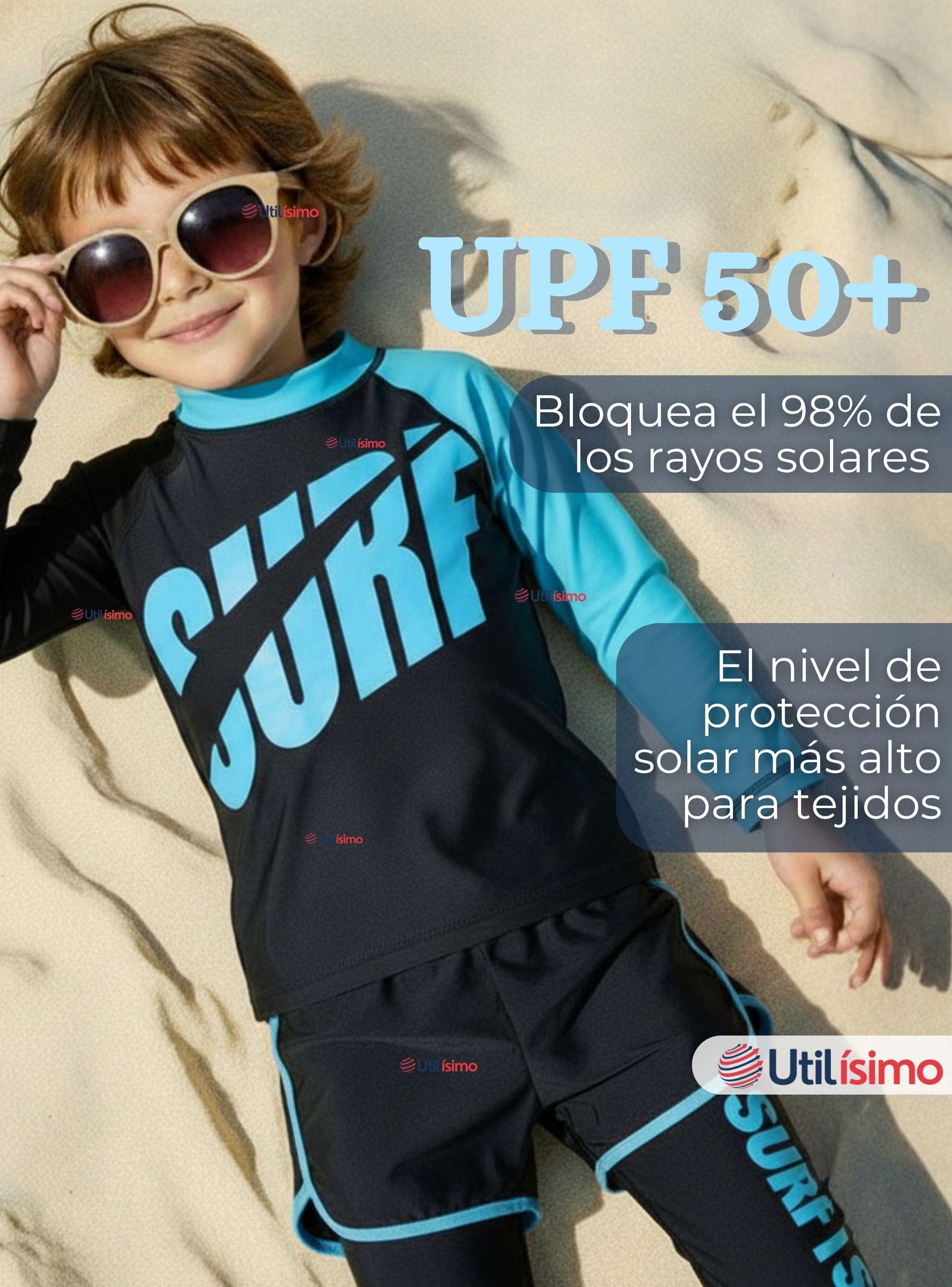 Traje de Baño Manga Larga Pantalón Largo Pantalón Corto 3 Piezas Niños de 3 a 11 años Black -6