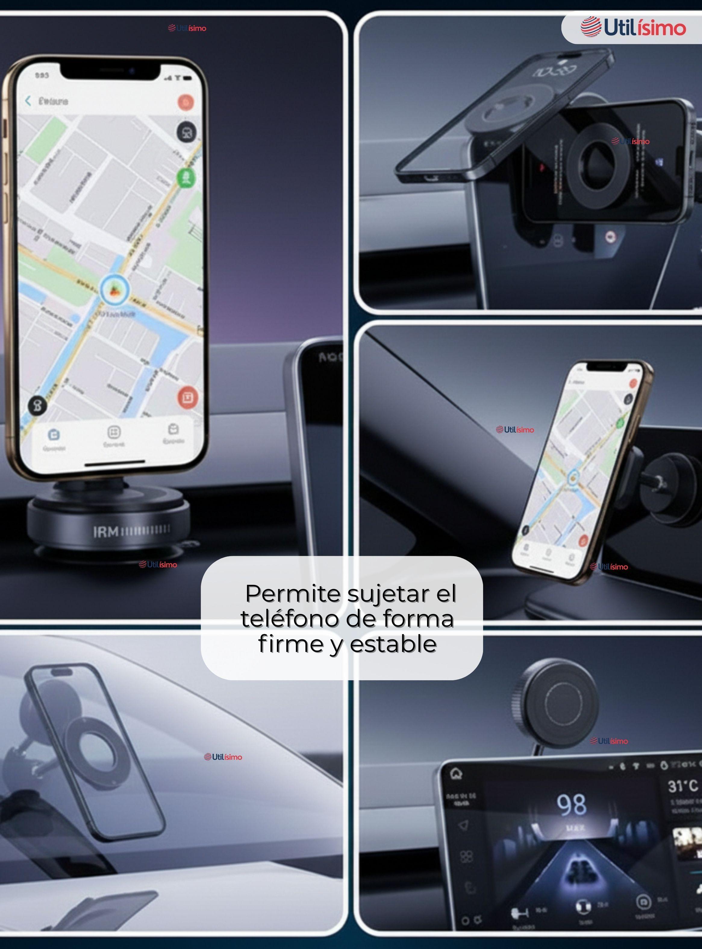 Soporte De Auto Celular Magnético Iphone Android Negro-5