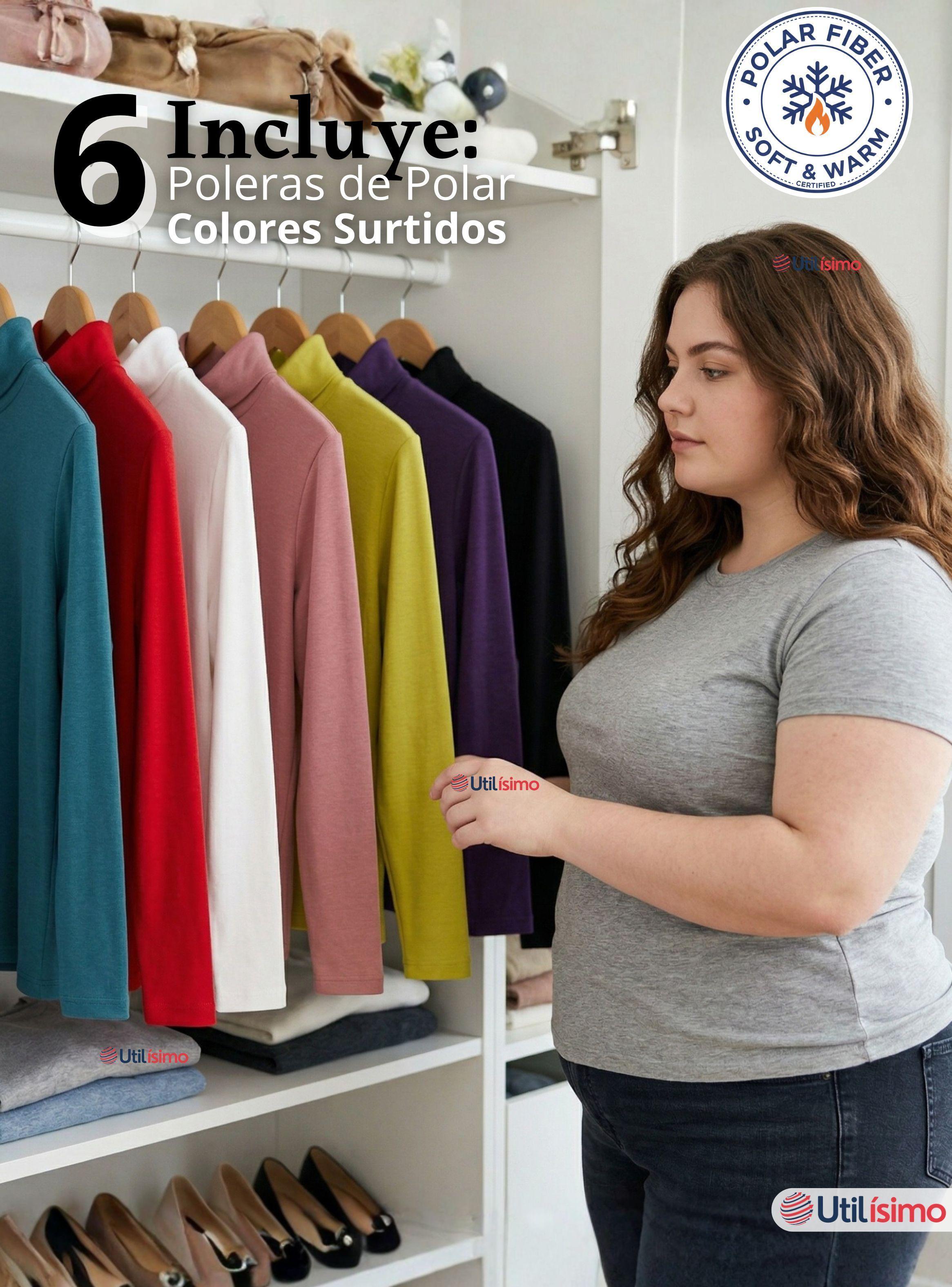 Pack 6 Camisetas Poleras Polar Primera Capa Cuello Beatle Mangas Larga Colores Surtidos Mujer-2