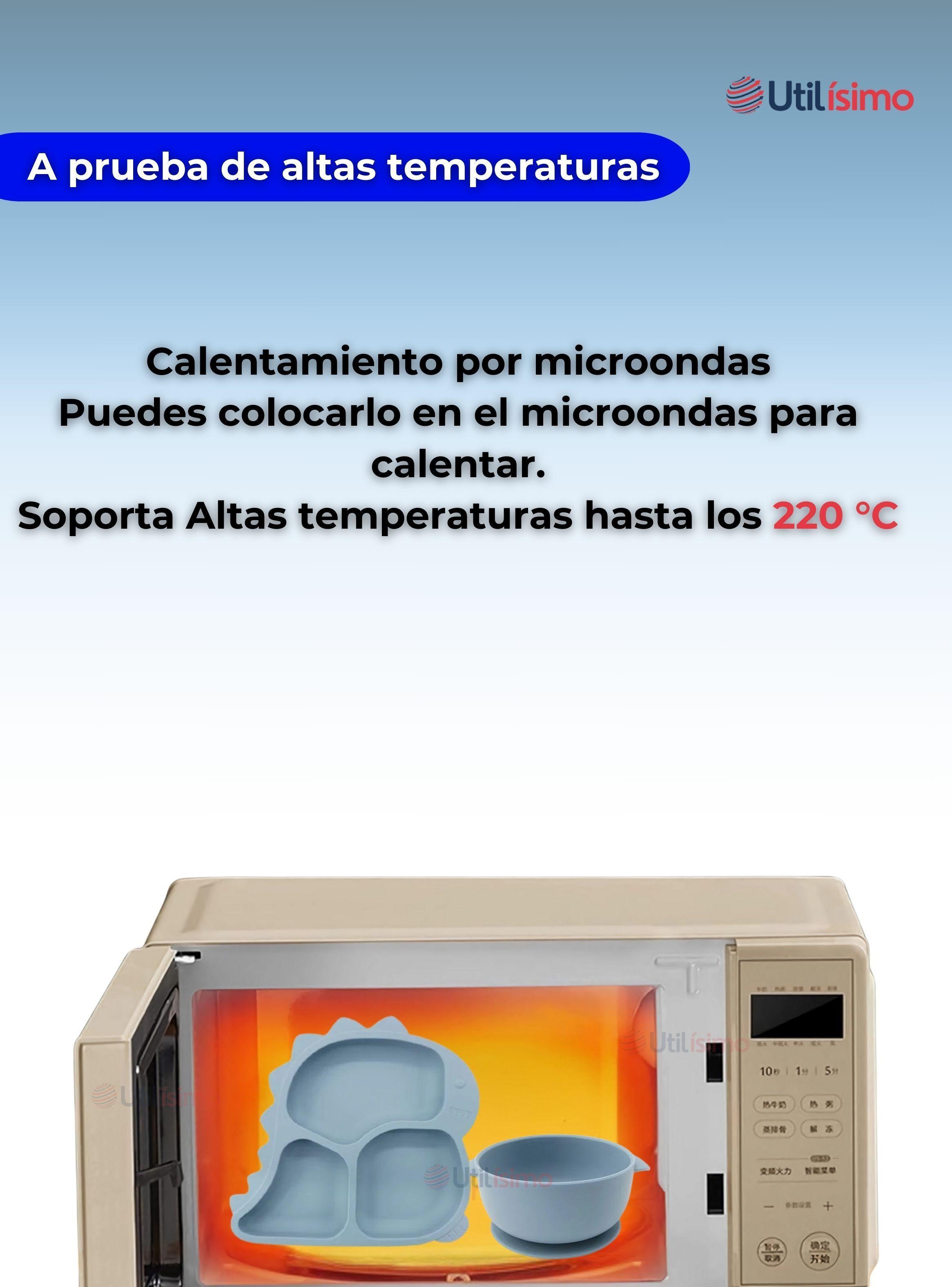 Set De Alimentación Bebé Silicona 5 Piezas Dinosaurio Libre BPA Celeste-6