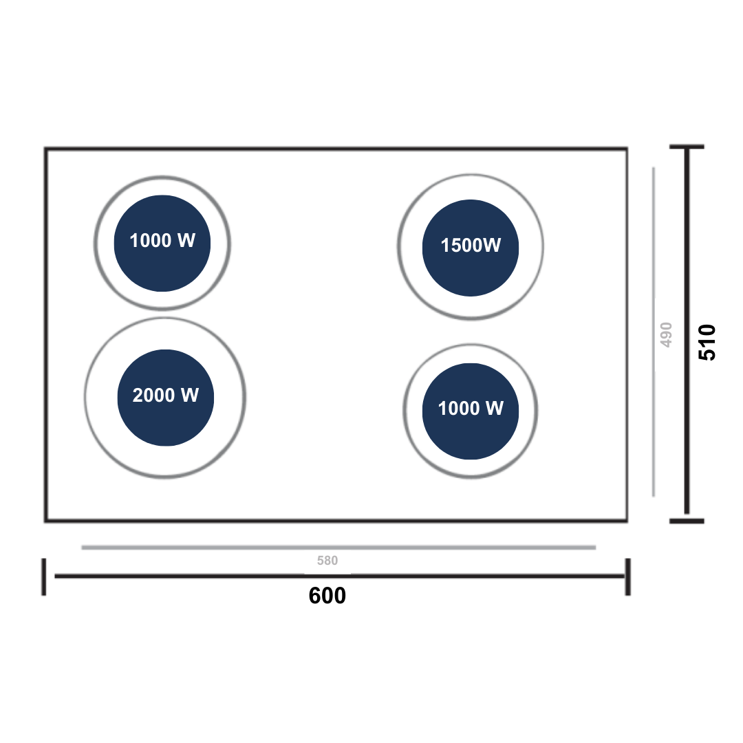 Encimera Eléctrica Acero Inoxidable 4 Platos Line-5