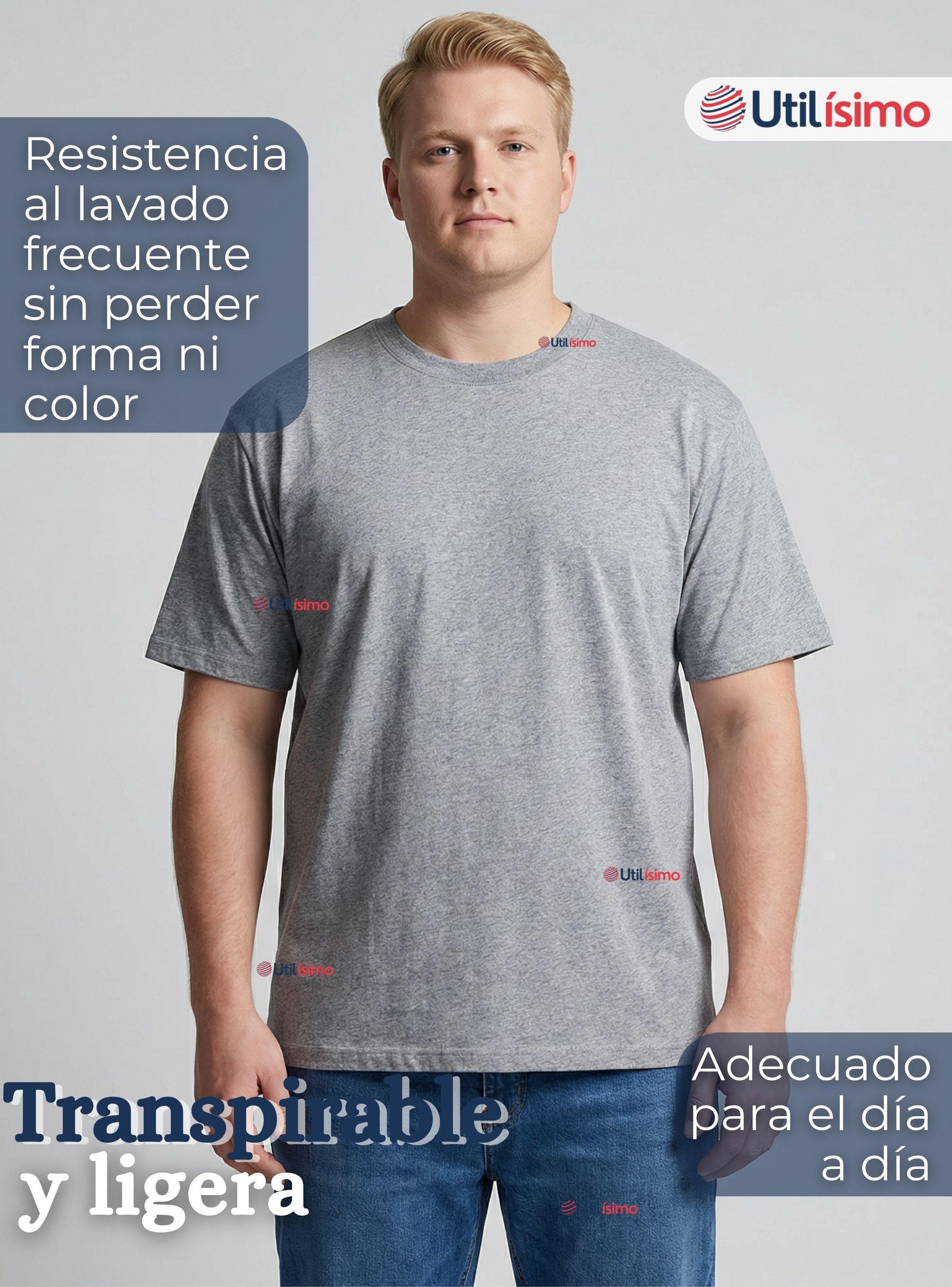 Pack 6 Camisetas Poleras 100% Algodón Básica Lisa Elástica para Hombre en Colores Surtidos-7