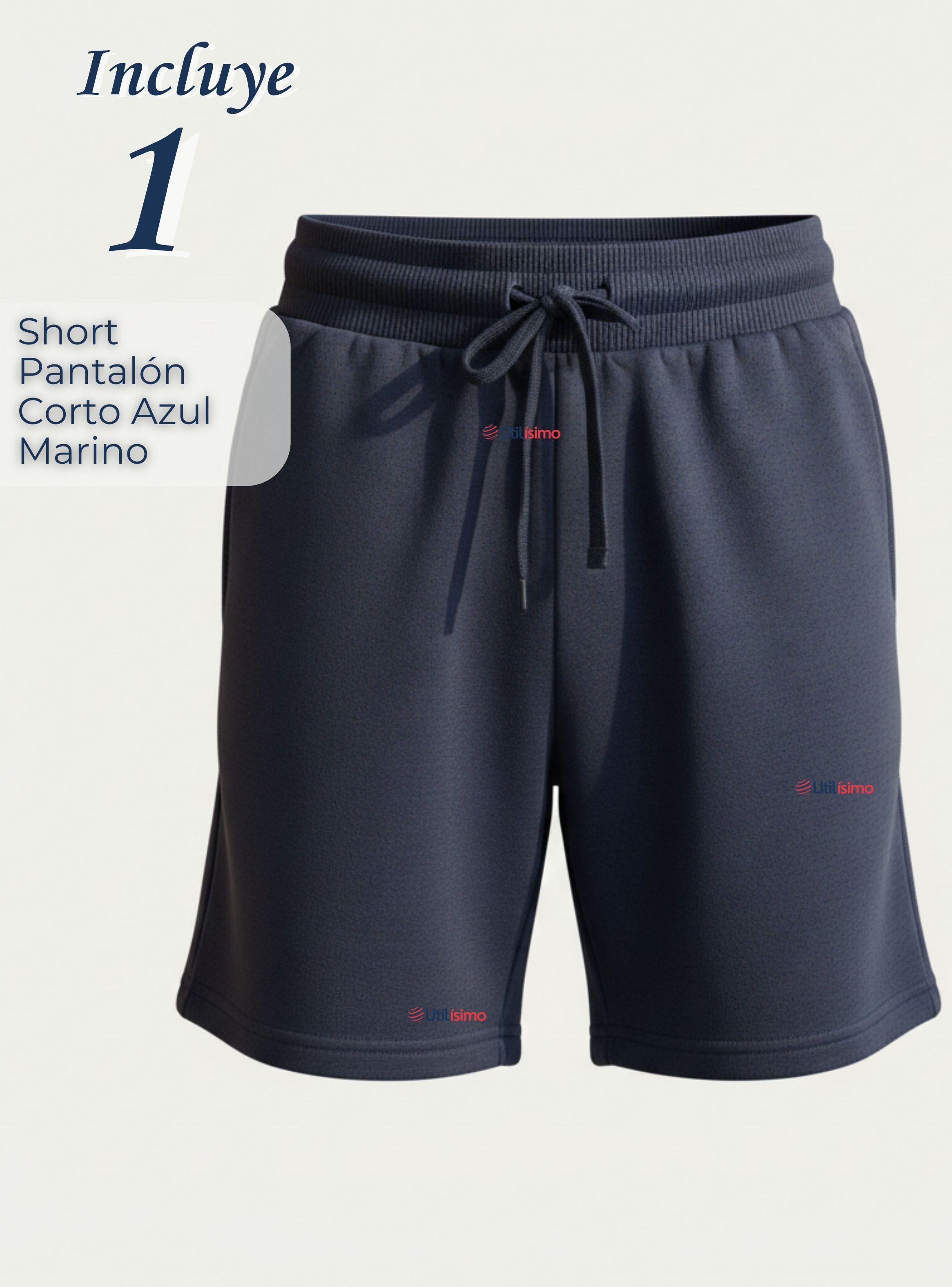 Pantalón Corto Short Niño Algodón Deportivo Escolar Color Azul Marino-2