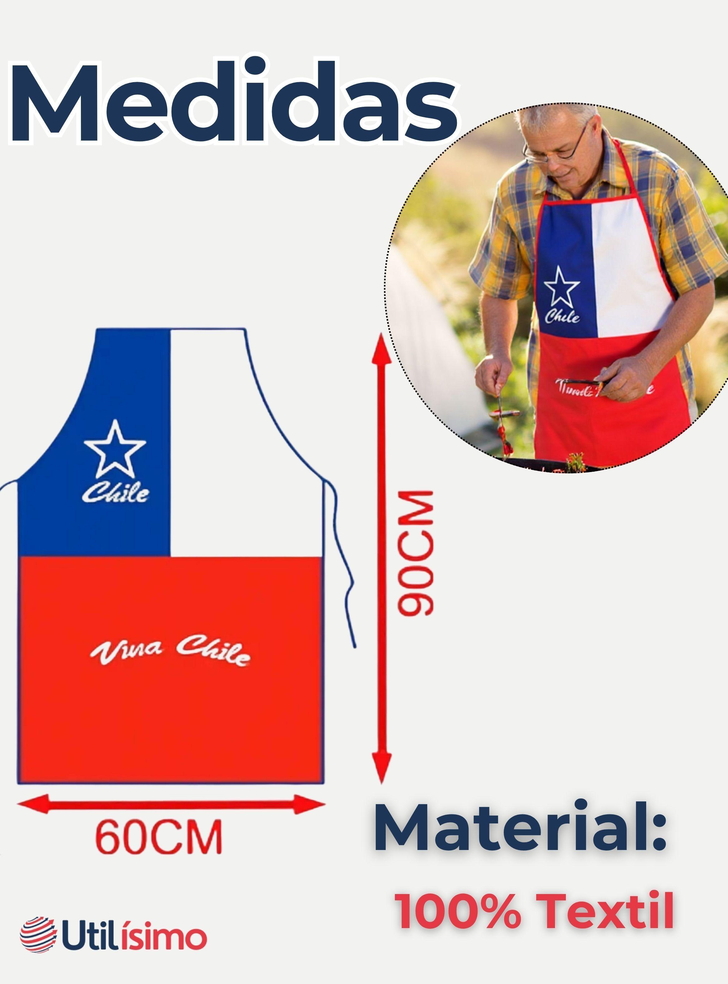 Delantal Cocina Chile Fiestas Patrias Bandera Chilena 60X90 CM Surtidos-2