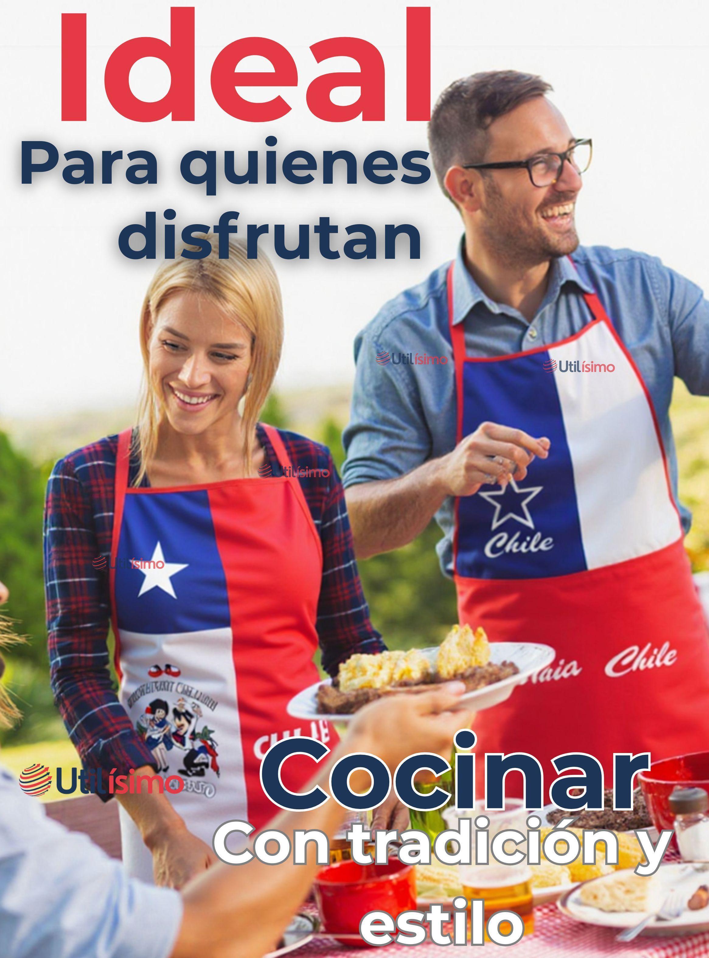 Delantal Cocina Chile Fiestas Patrias Bandera Chilena 60X90 CM Surtidos-4