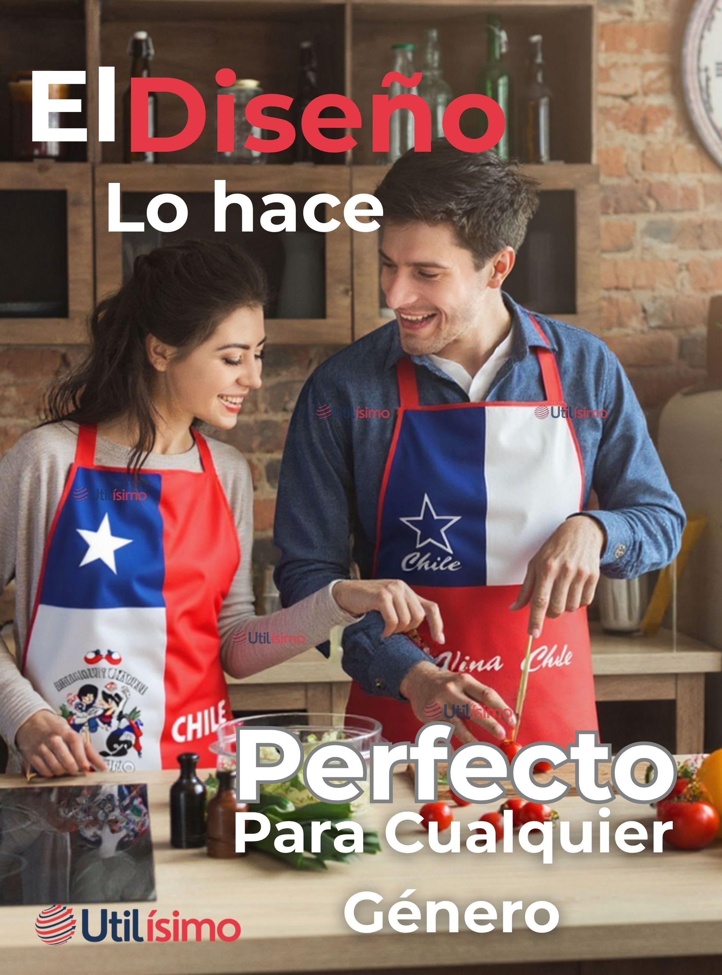 Delantal Cocina Chile Fiestas Patrias Bandera Chilena 60X90 CM Surtidos-6