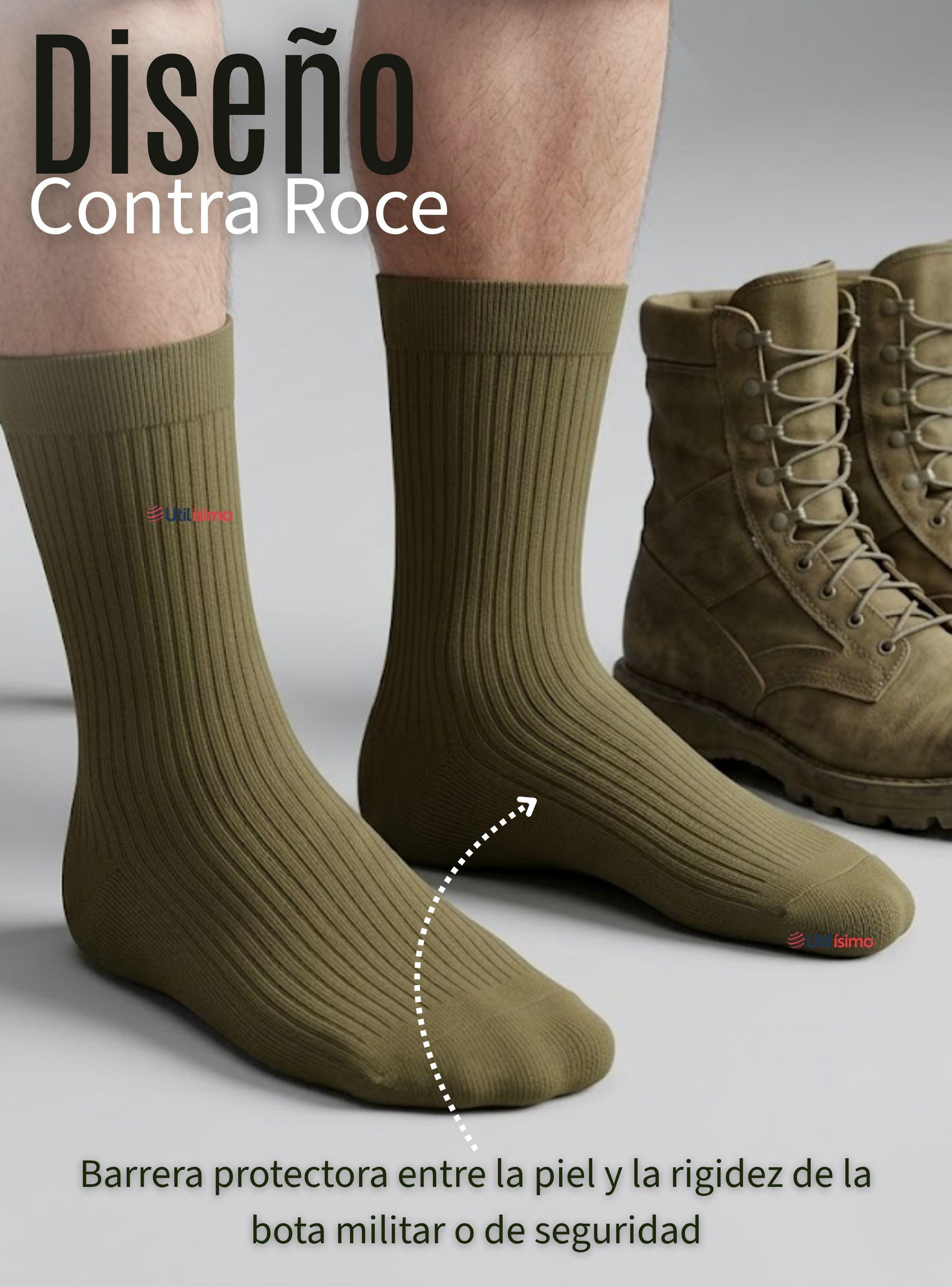 Pack 12 Pares Calcetines Táctico Militar Verde de 65% Algodón Transpirables-6