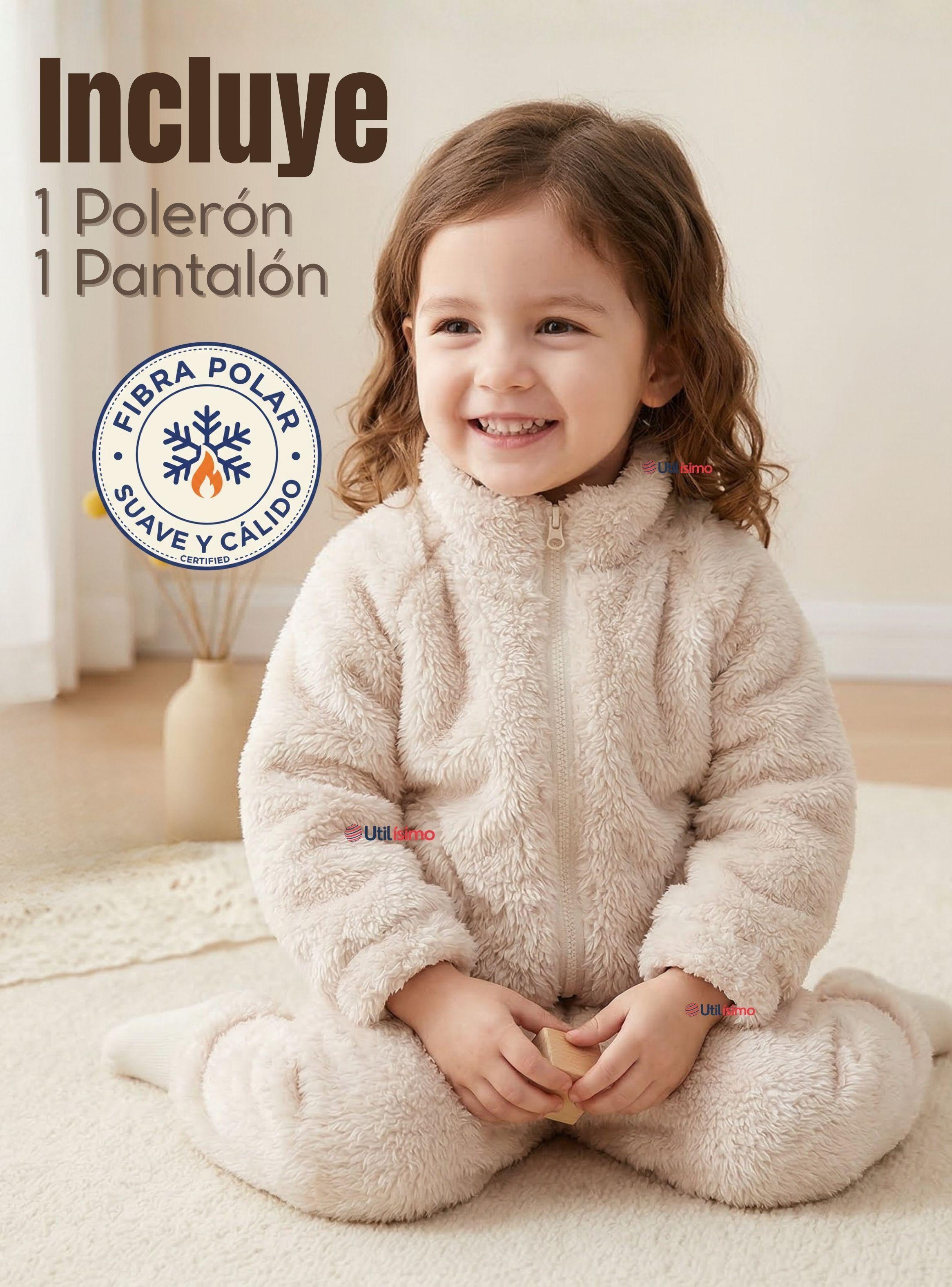 Conjunto 2 Piezas Buzo Polerón Pantalón Bebe Niña de Poliéster Beige-2