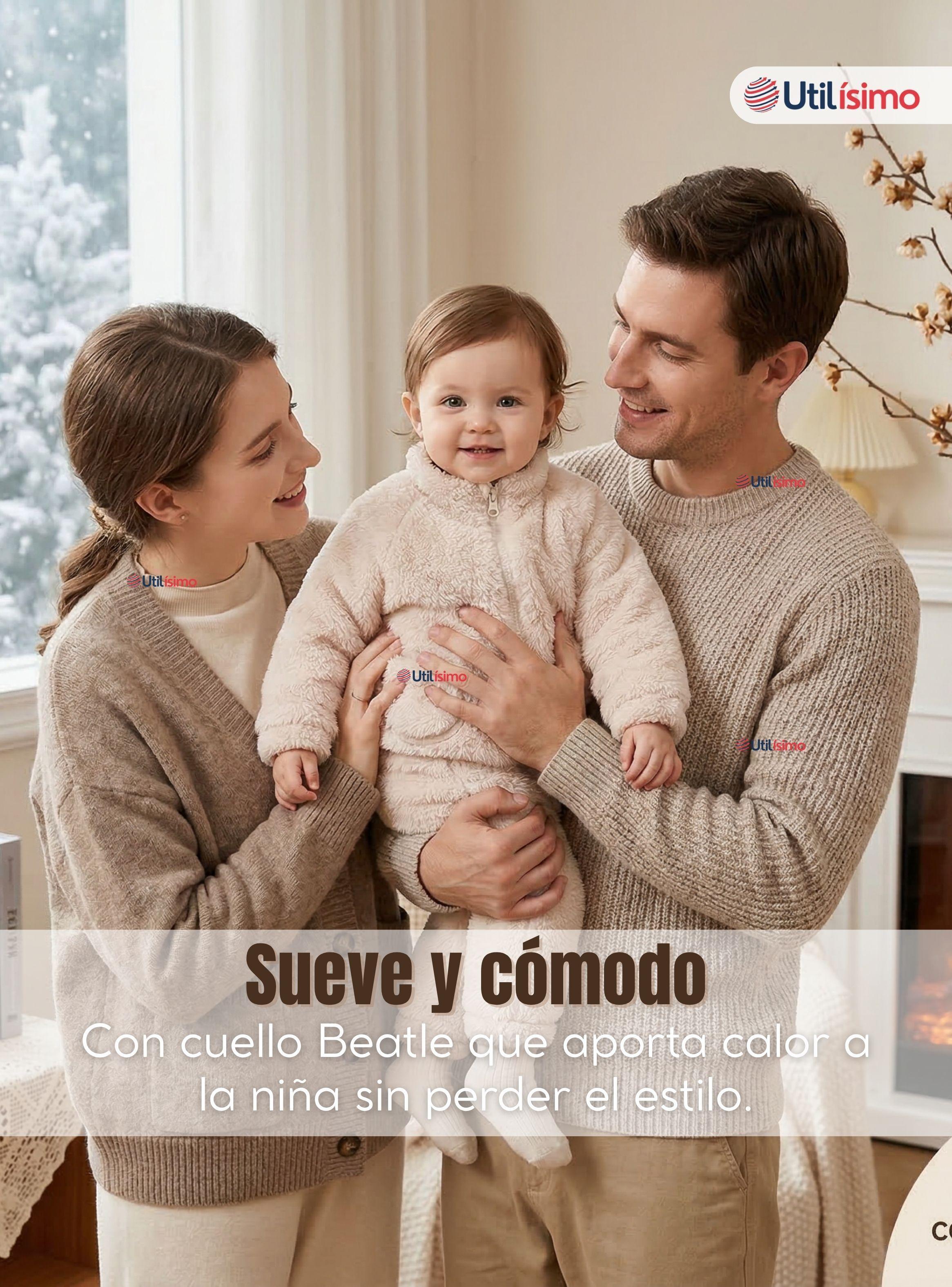 Conjunto 2 Piezas Buzo Polerón Pantalón Bebe Niña de Poliéster Beige-7