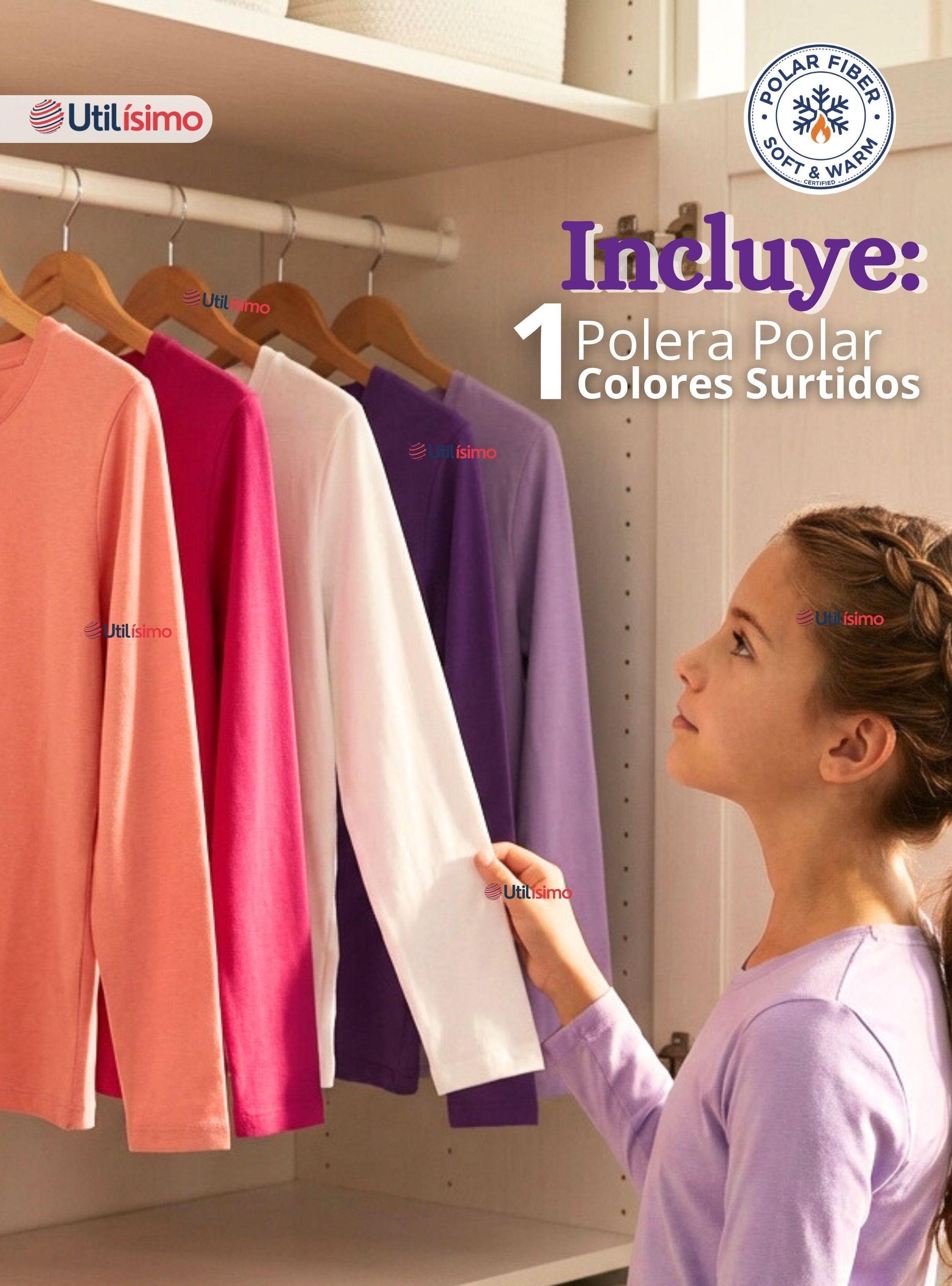 Polera Camiseta Polar Primera Capa Cuello Redondo Manga Larga Colores Surtidos para Niñas-1