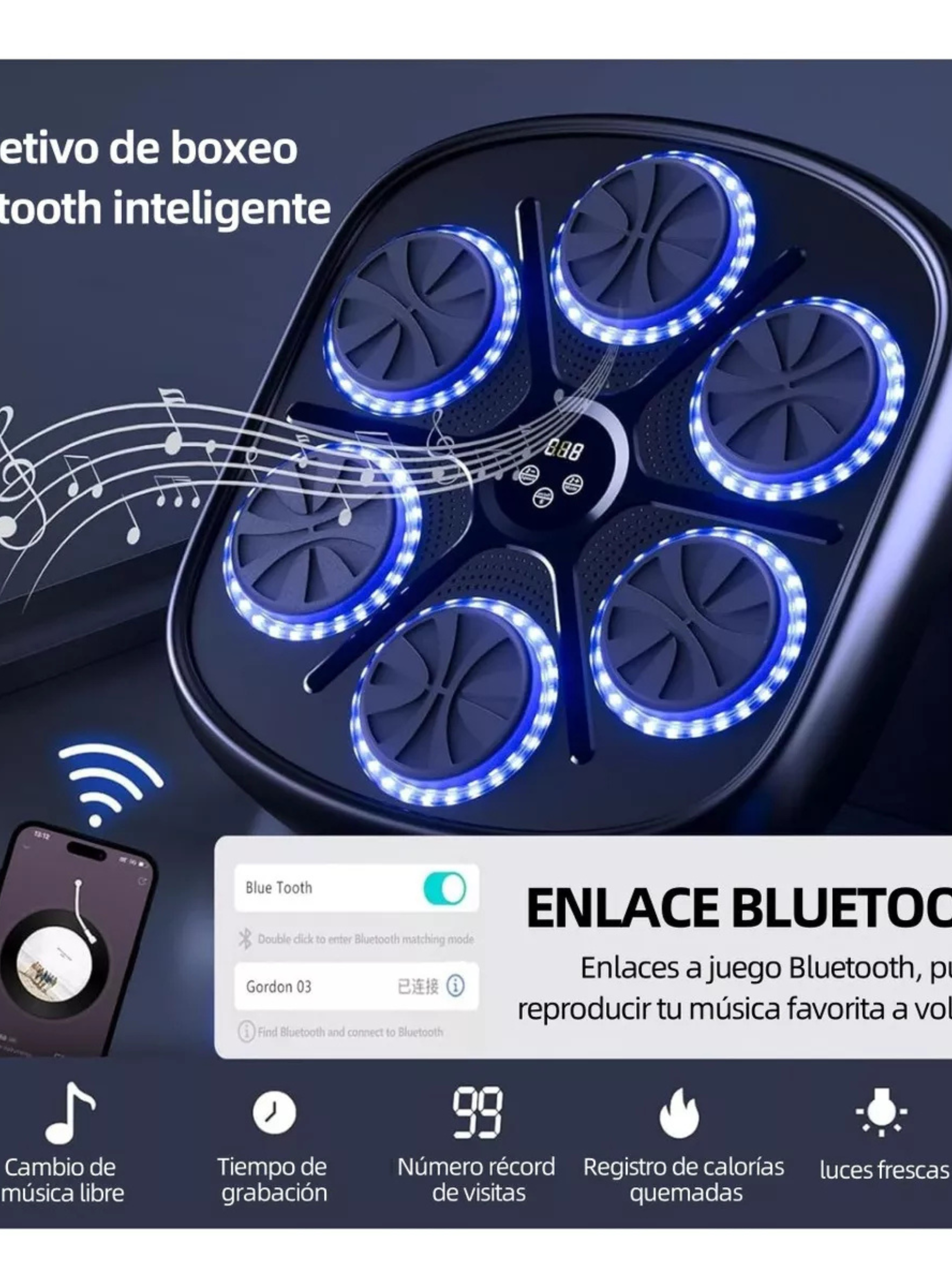 Máquina Boxeo Musical Bluetooth Entrenamiento Soporte Boxeo-3