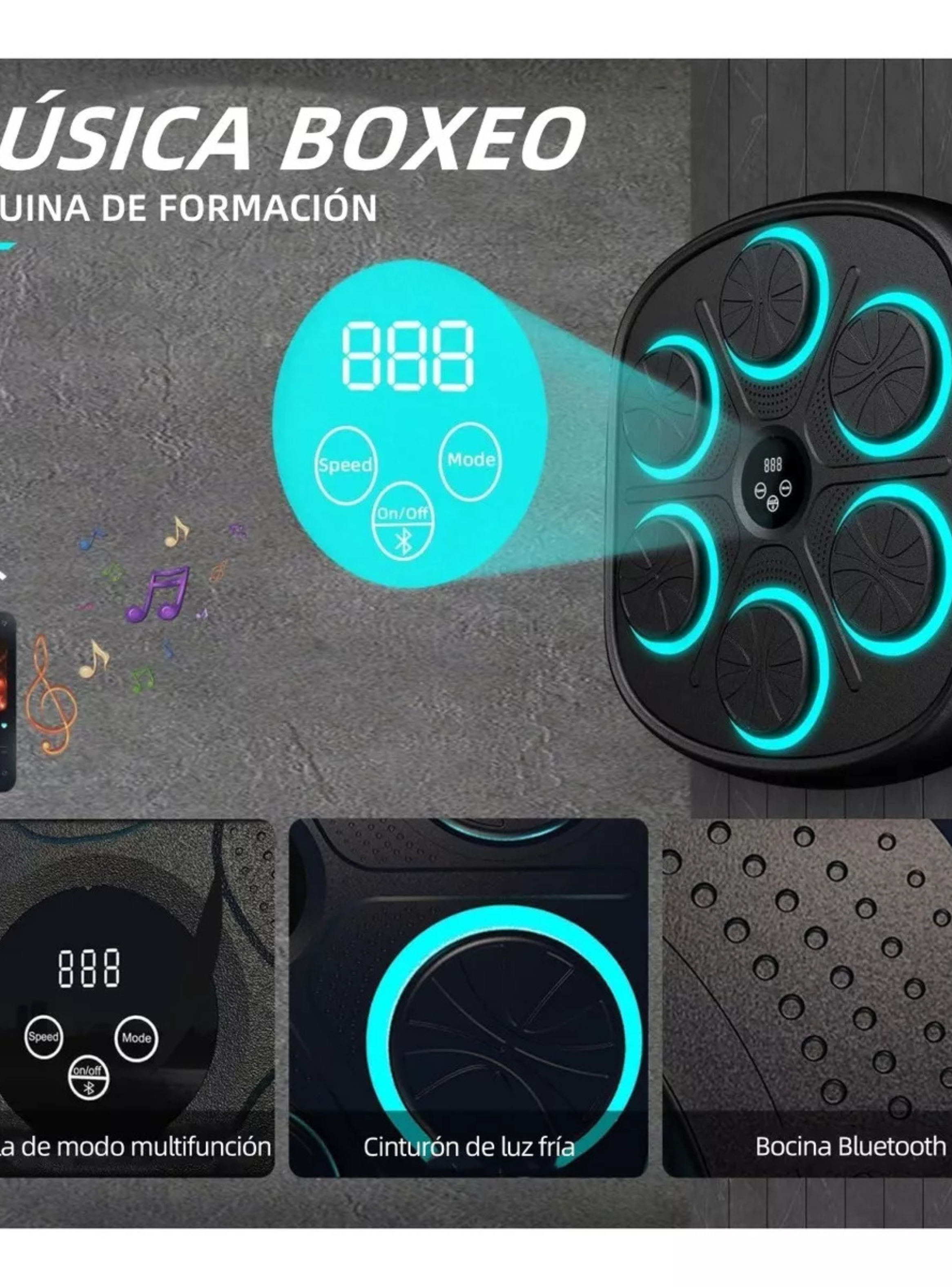Máquina Boxeo Musical Bluetooth Entrenamiento Soporte Boxeo-4