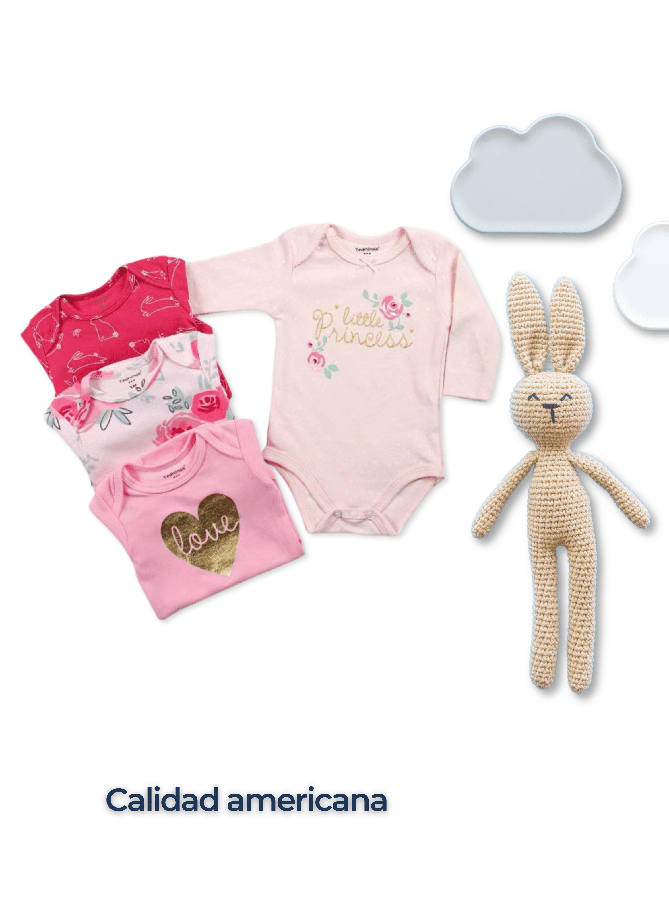 Pack 4 Bodys Bebé Niña Manga Larga Tedmimak 100% Algodón Little Princess-5