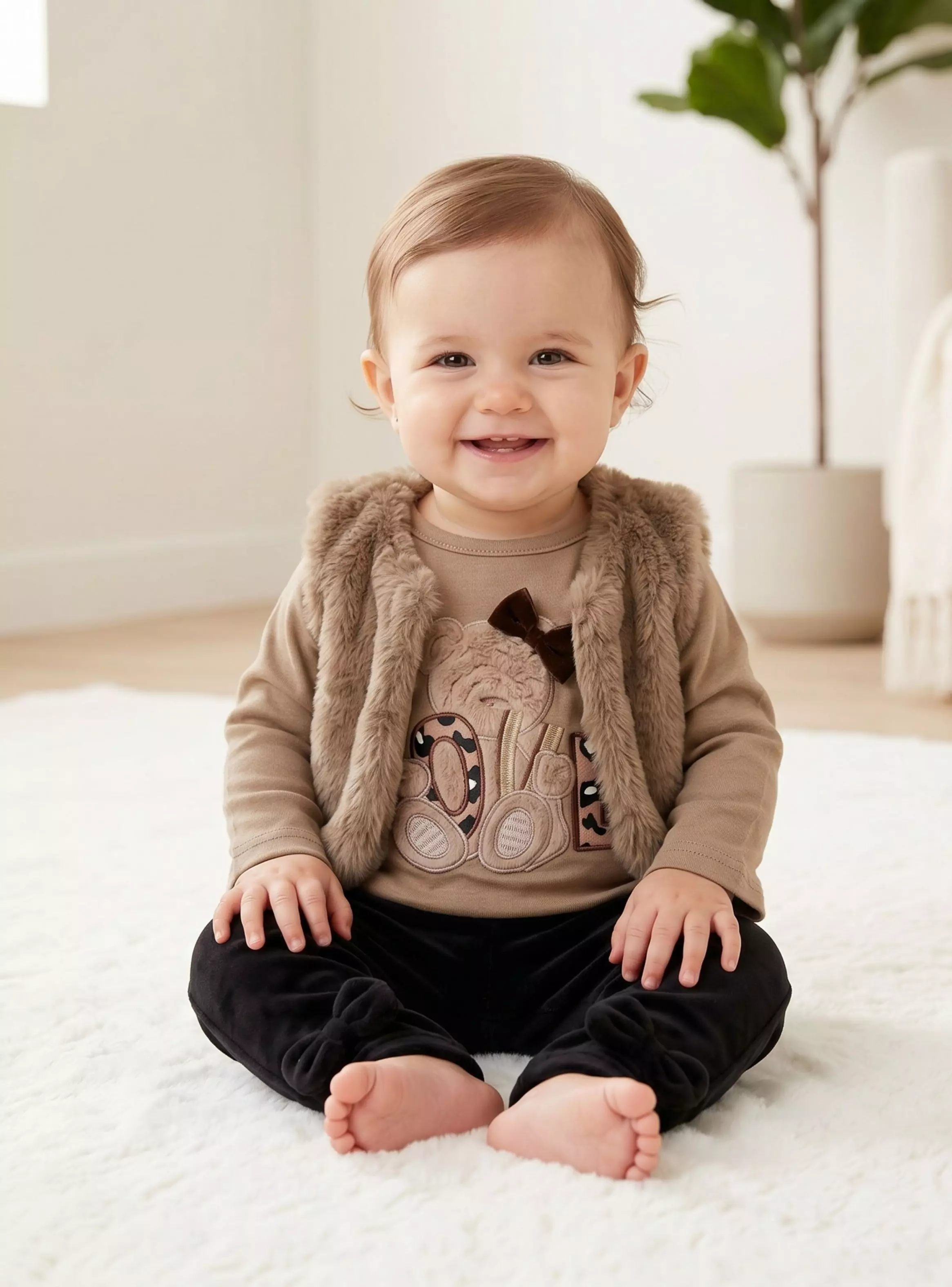Conjunto Buzo Polera Chaleco 3 Piezas Tedmimak Bebé Niña Beautiful Bear-0