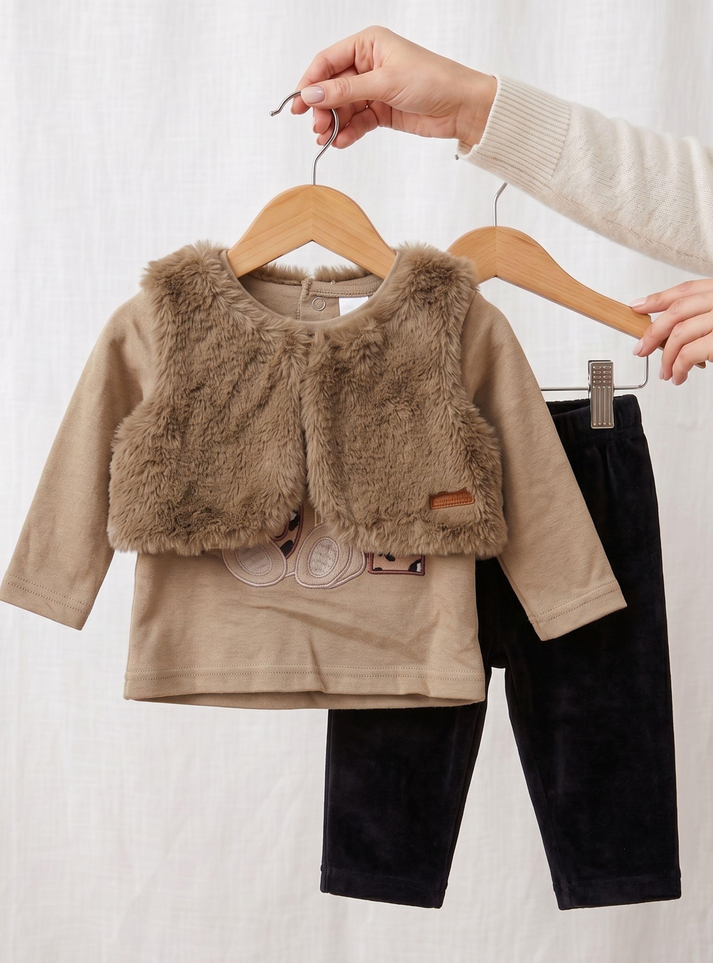 Conjunto Buzo Polera Chaleco 3 Piezas Tedmimak Bebé Niña Beautiful Bear-1