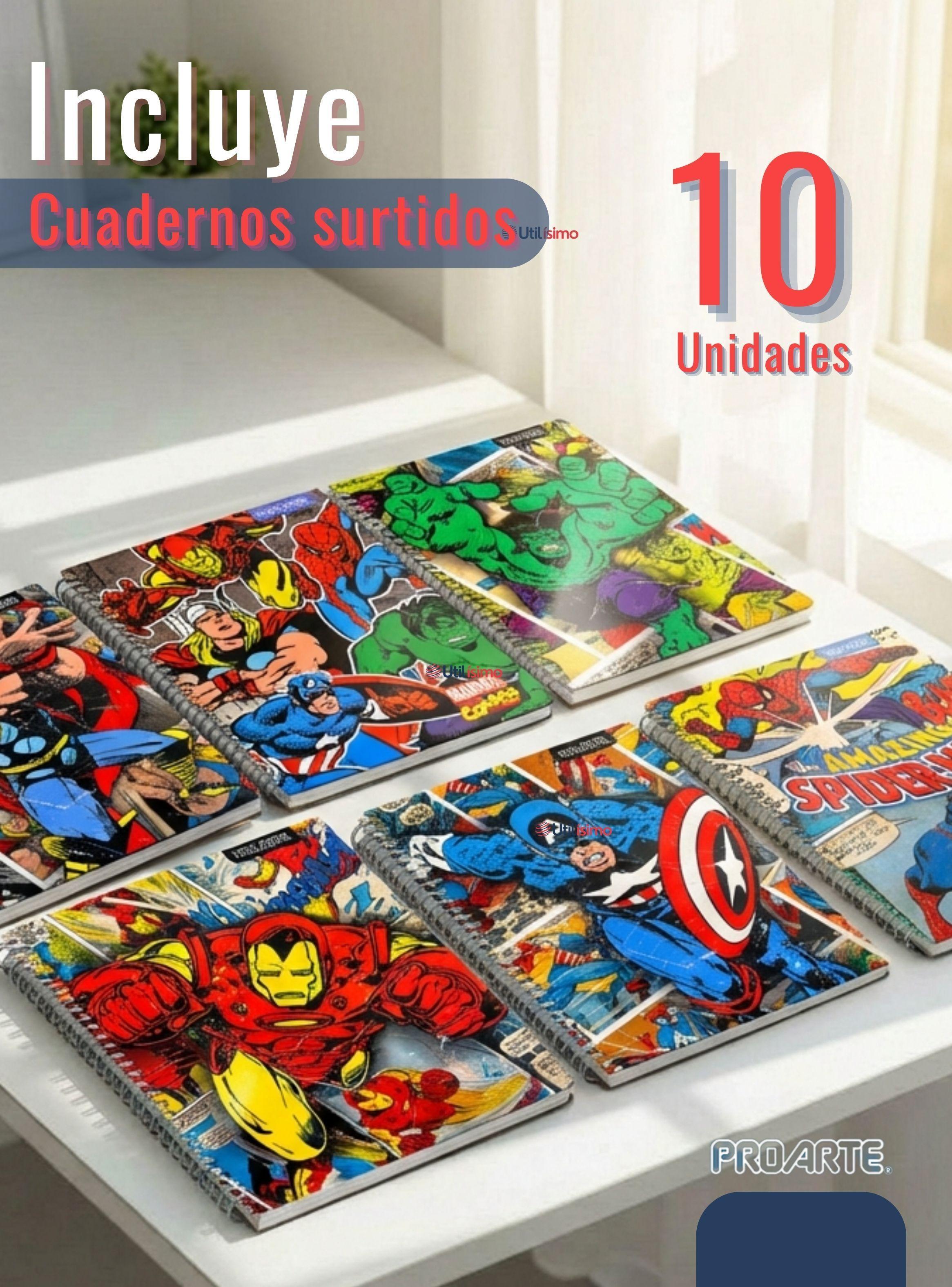 Pack 10 Cuadernos Universitarios Marvel Comics de 100 Hojas Proarte Diseños Surtidos-2