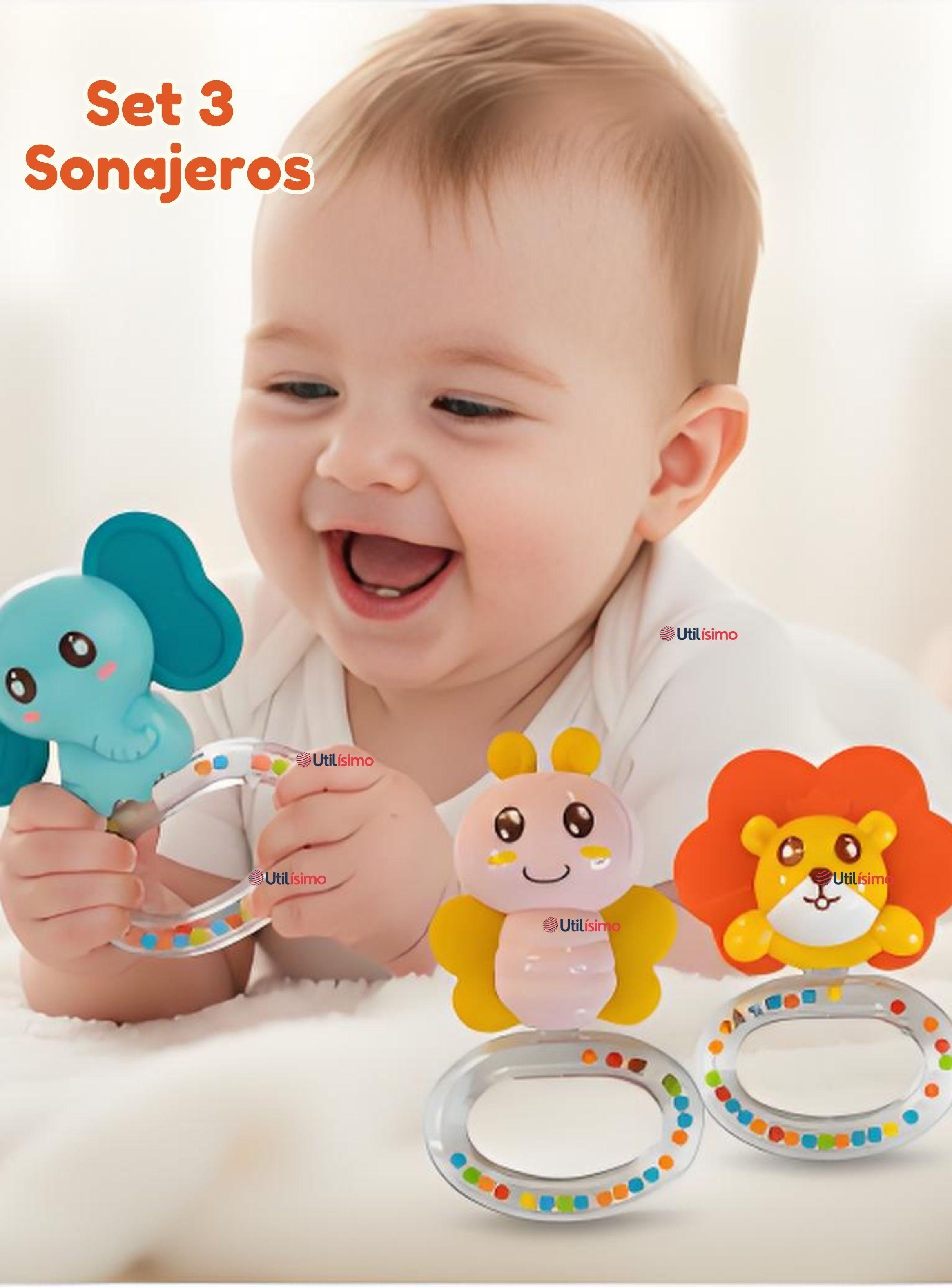 Set de 3 Piezas Sonajeros Bebé Cascabel Juguetes para Niño y Niña-0