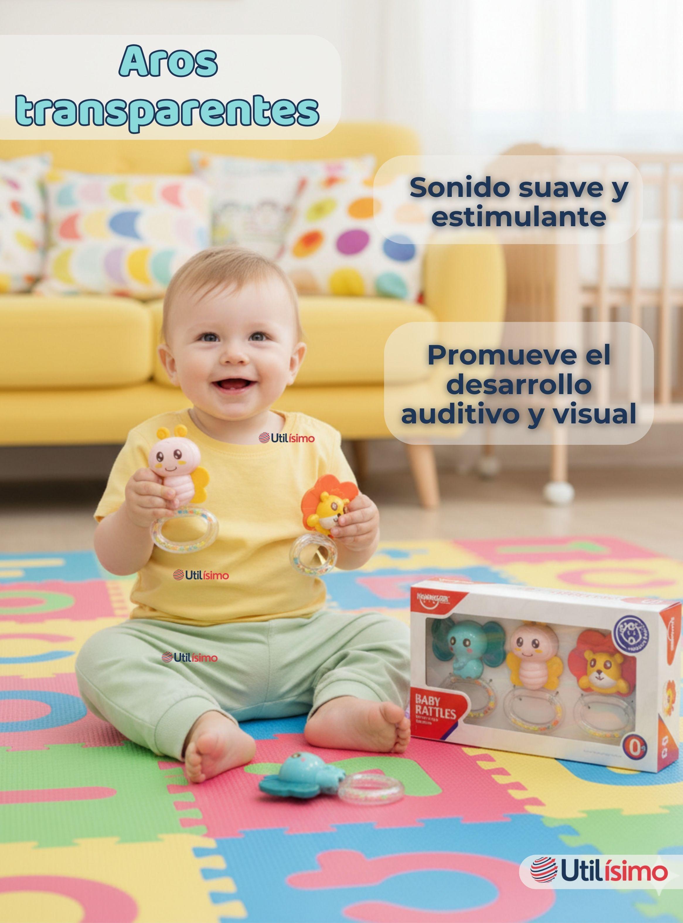 Set de 3 Piezas Sonajeros Bebé Cascabel Juguetes para Niño y Niña-6