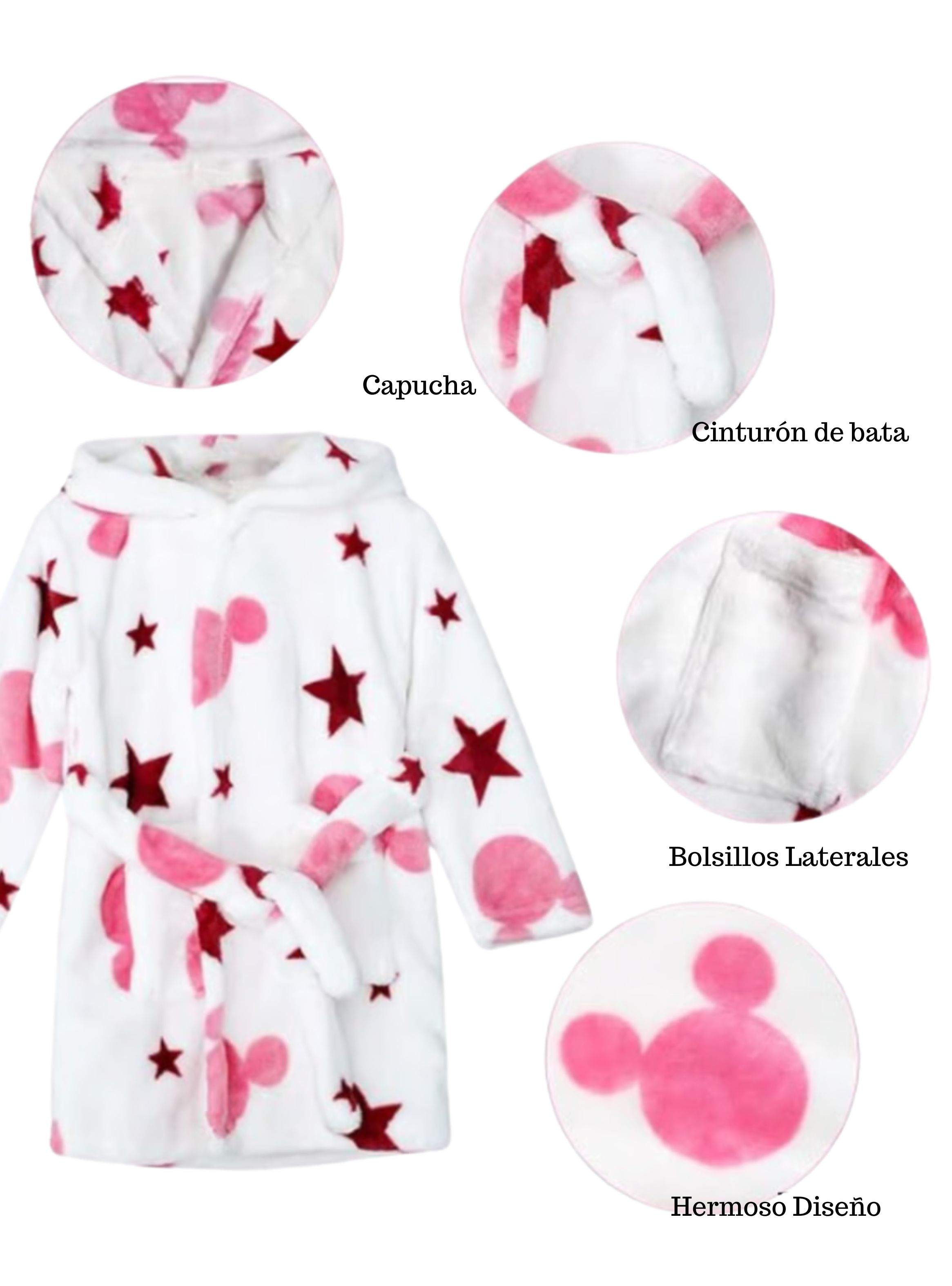 Bata de Baño Capucha y Bolsillos Niña Polar Estrellas-5