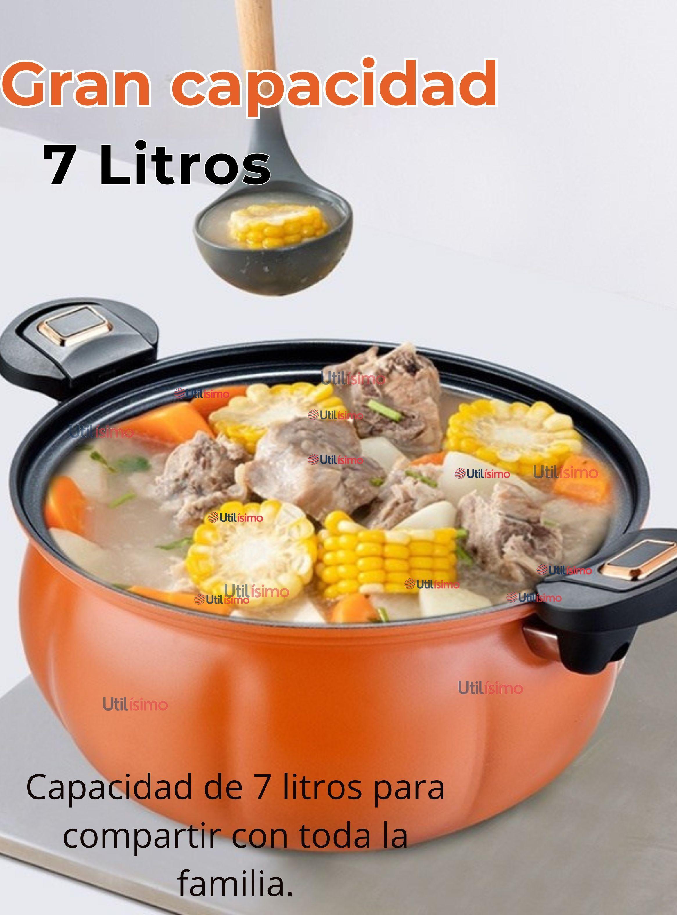 Olla De Micro Presión De Calabaza Antiadherente Capacidad 7 Litros Color Naranja-3