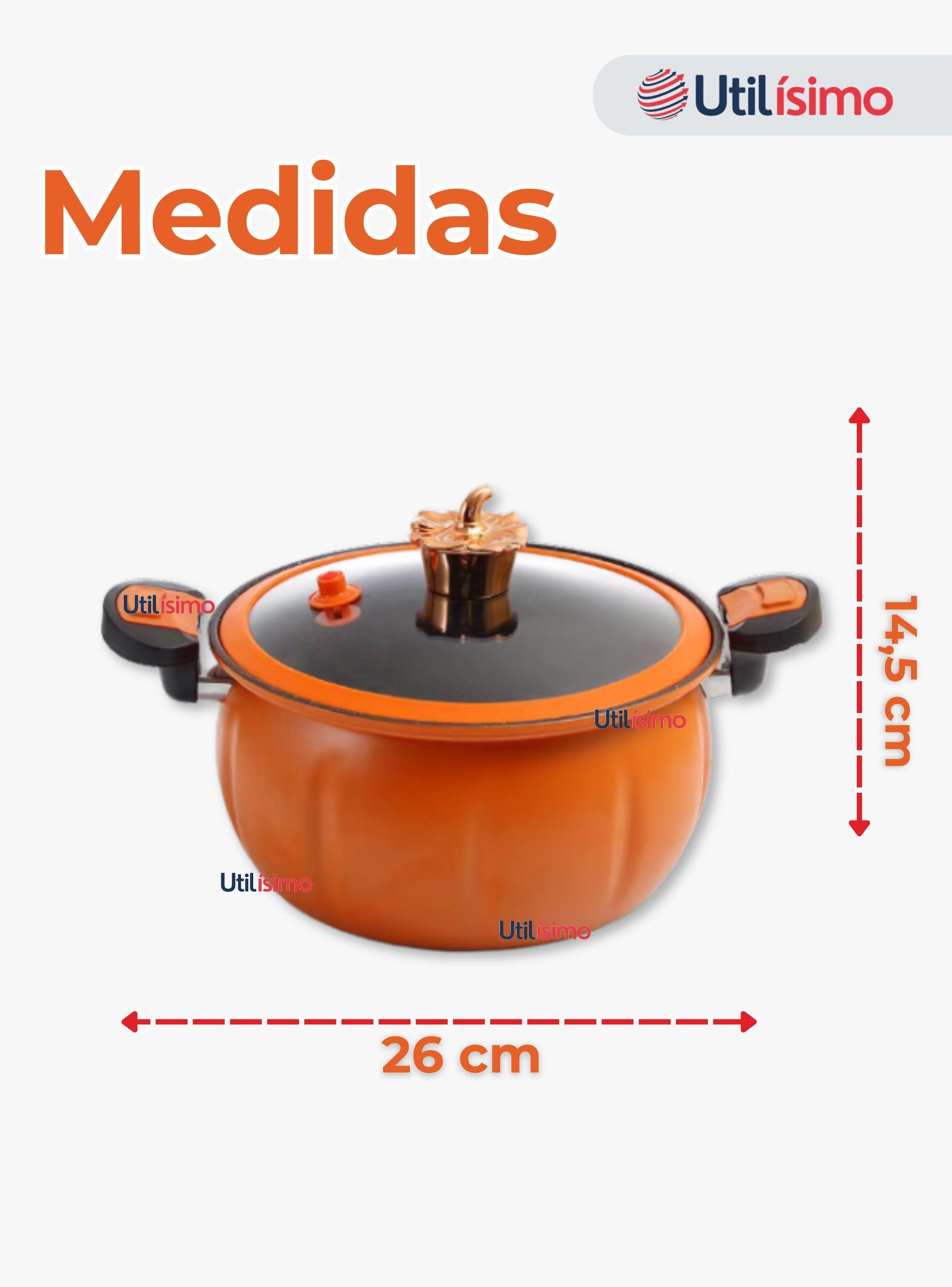 Olla De Micro Presión De Calabaza Antiadherente Capacidad 7 Litros Color Naranja-4