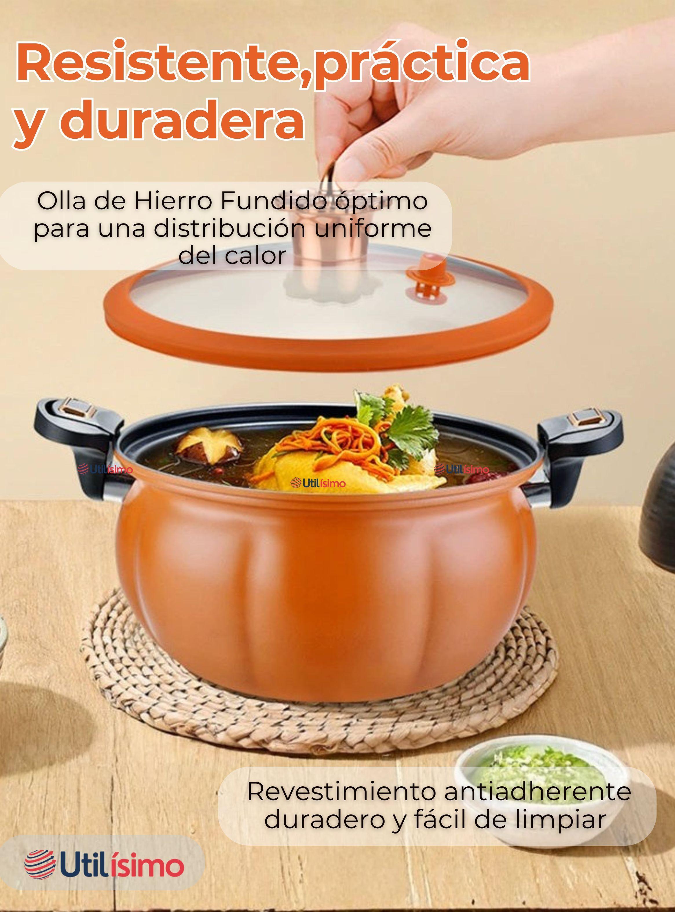 Olla De Micro Presión De Calabaza Antiadherente Capacidad 7 Litros Color Naranja-5