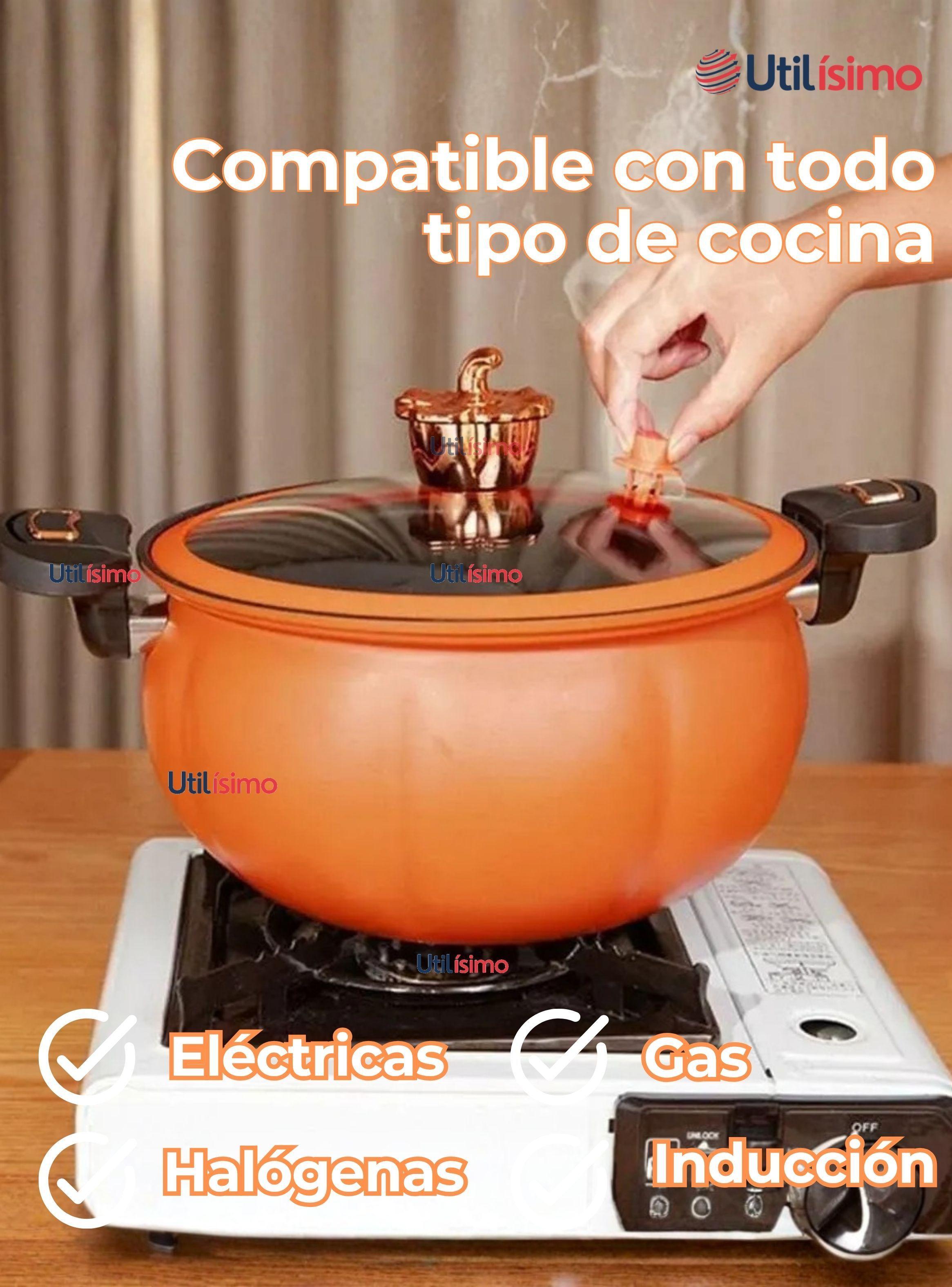 Olla De Micro Presión De Calabaza Antiadherente Capacidad 7 Litros Color Naranja-7