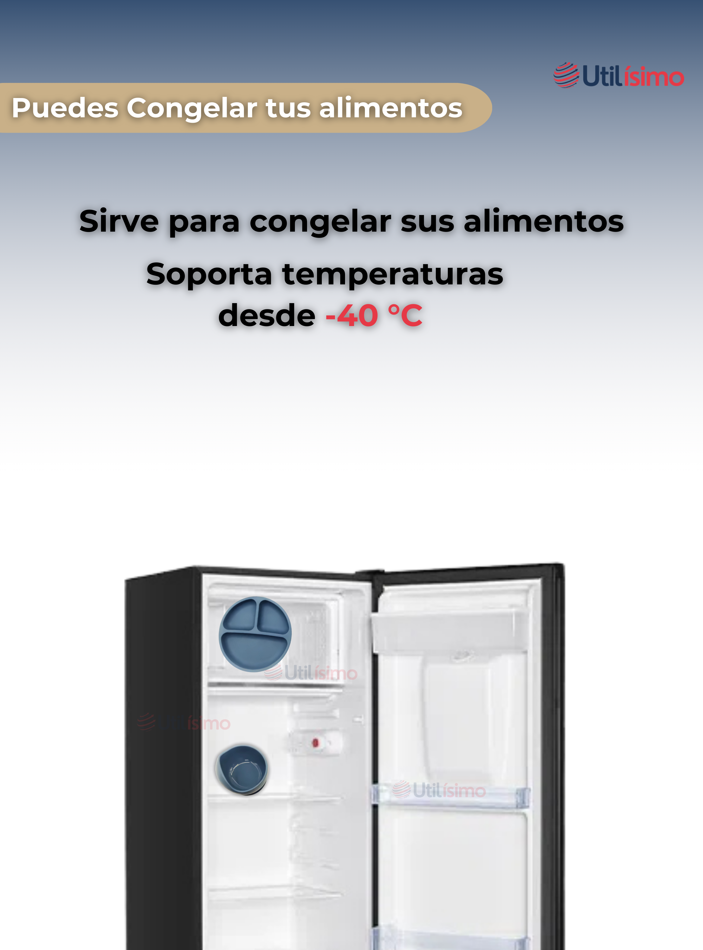 Set De Alimentación Bebé Silicona 5 Piezas Libre BPA Azul-6