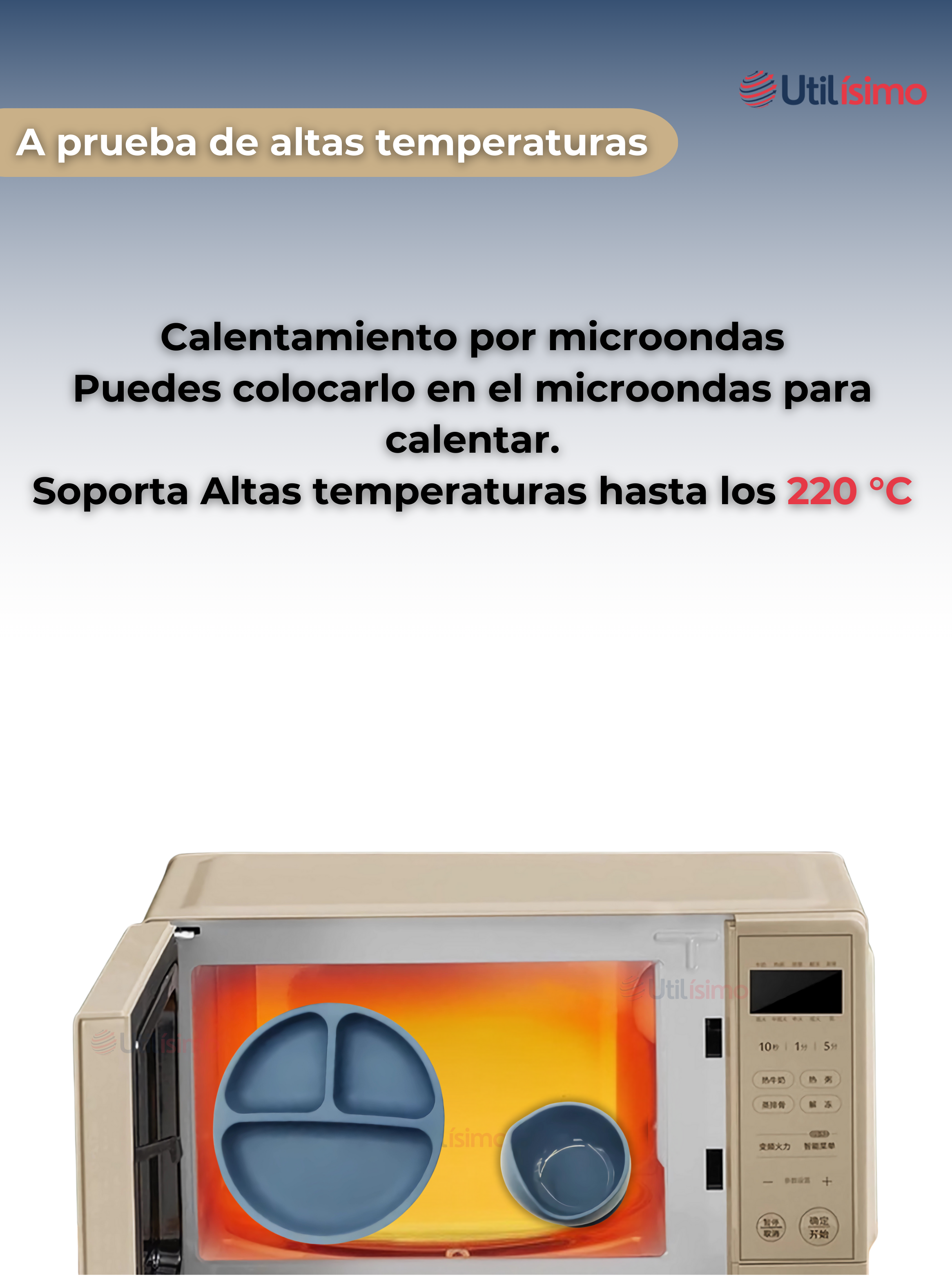 Set De Alimentación Bebé Silicona 5 Piezas Libre BPA Azul-7