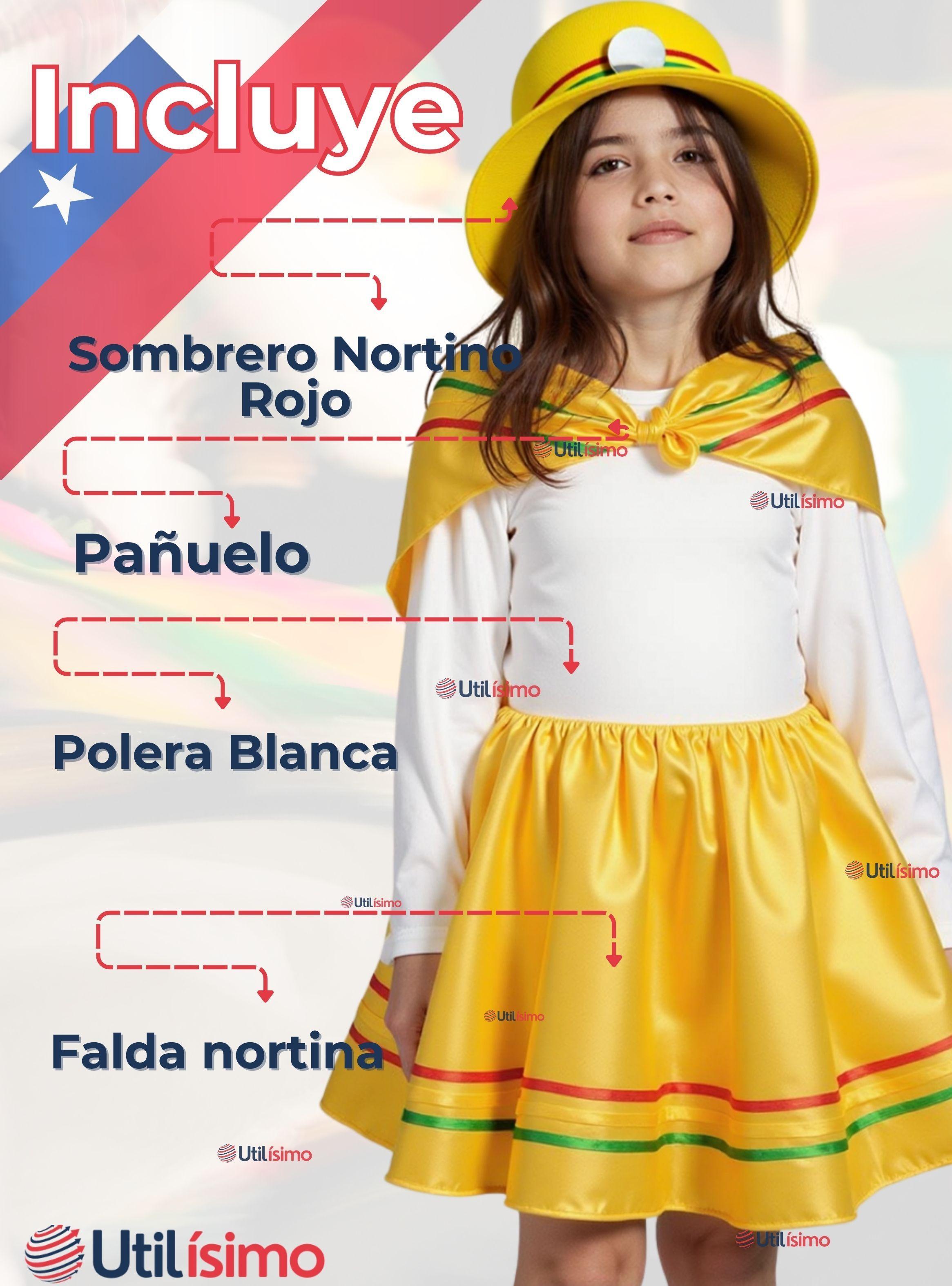 Pack 6 Traje Nortino Amarillo 4 Piezas Niñas Fiestas Patrias Baile Nortino-3