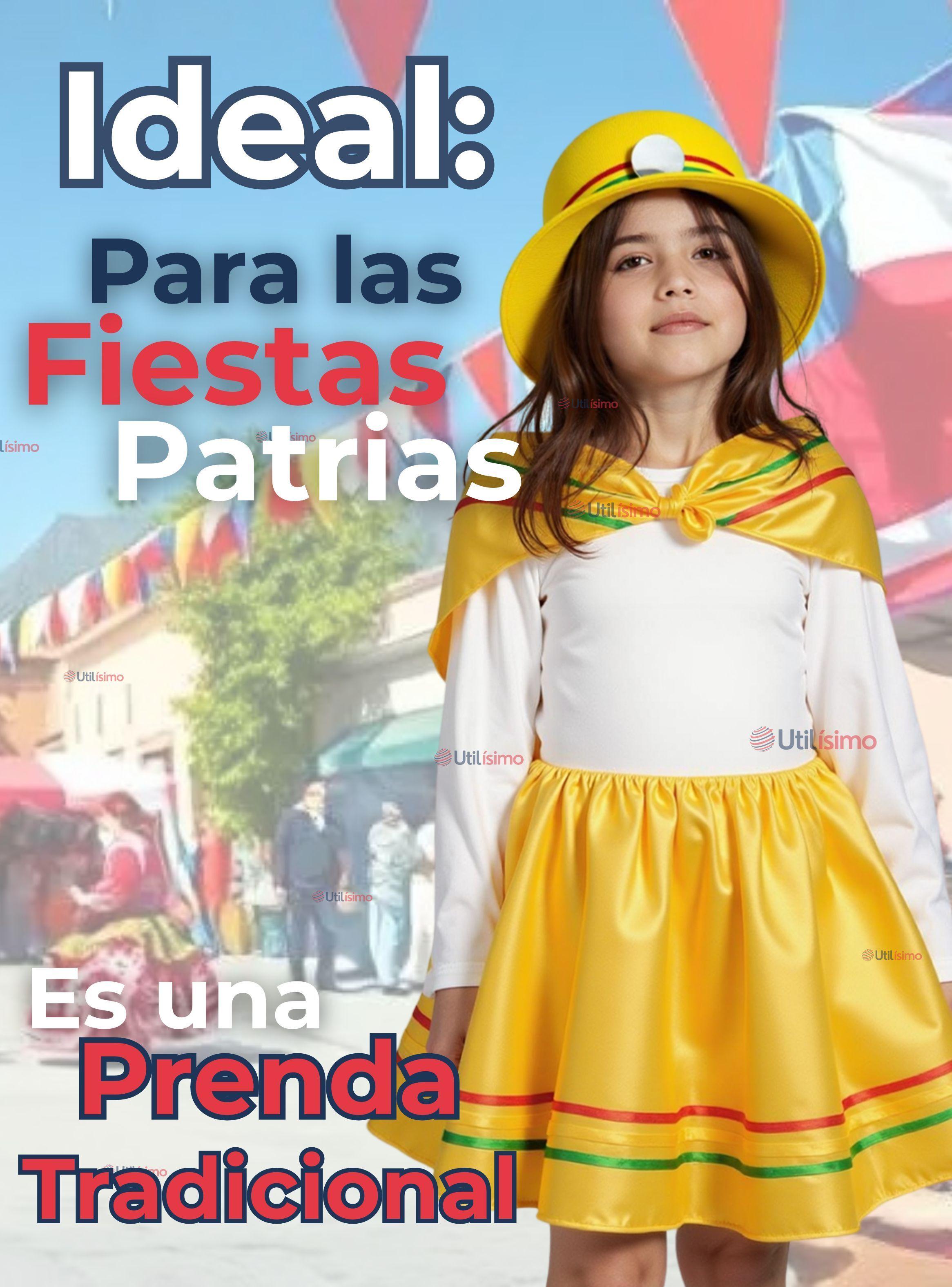 Pack 6 Traje Nortino Amarillo 4 Piezas Niñas Fiestas Patrias Baile Nortino-4