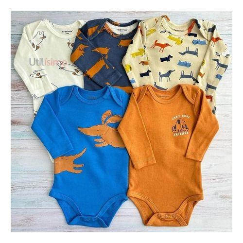 Pack 5 Bodys Tedmimak Niño Manga Larga 100% Algodón Surtidos-2