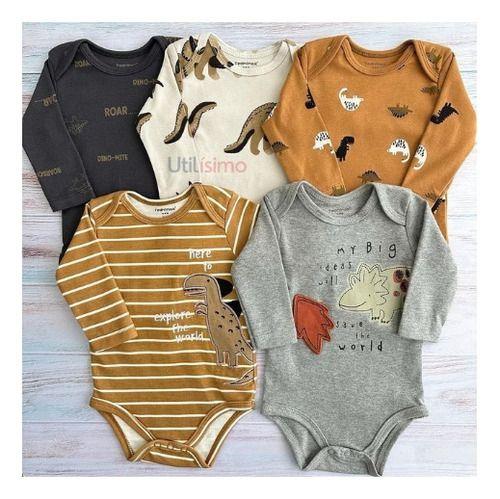 Pack 5 Bodys Tedmimak Niño Manga Larga 100% Algodón Surtidos-3