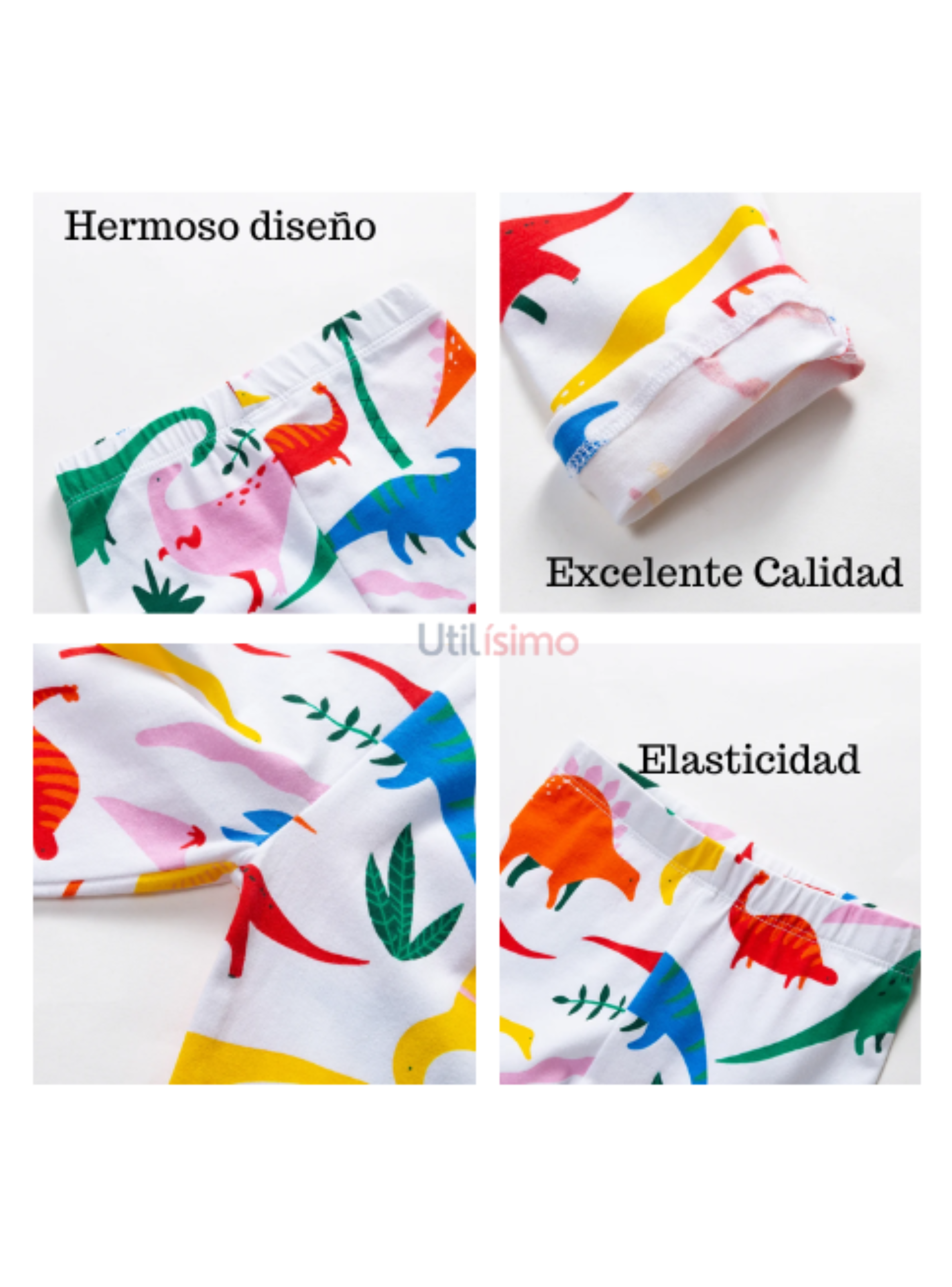 Calzas Niña Dinosaurios De Colores Blanco Jump Kids 100% Algodón-5