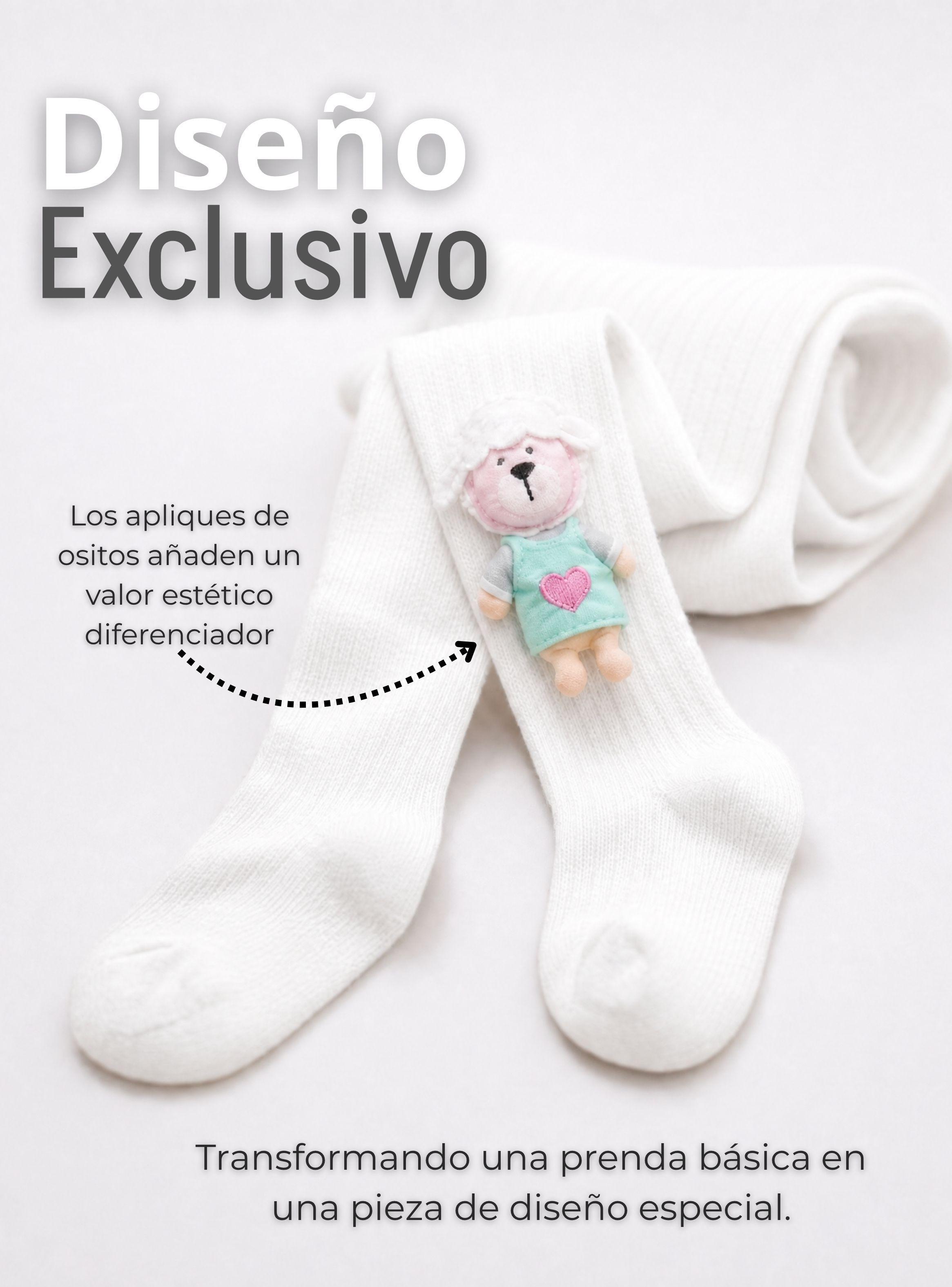 Panty 3D Osito Blanco Tejida Niña Ballerina 78% Algodón Premium-6