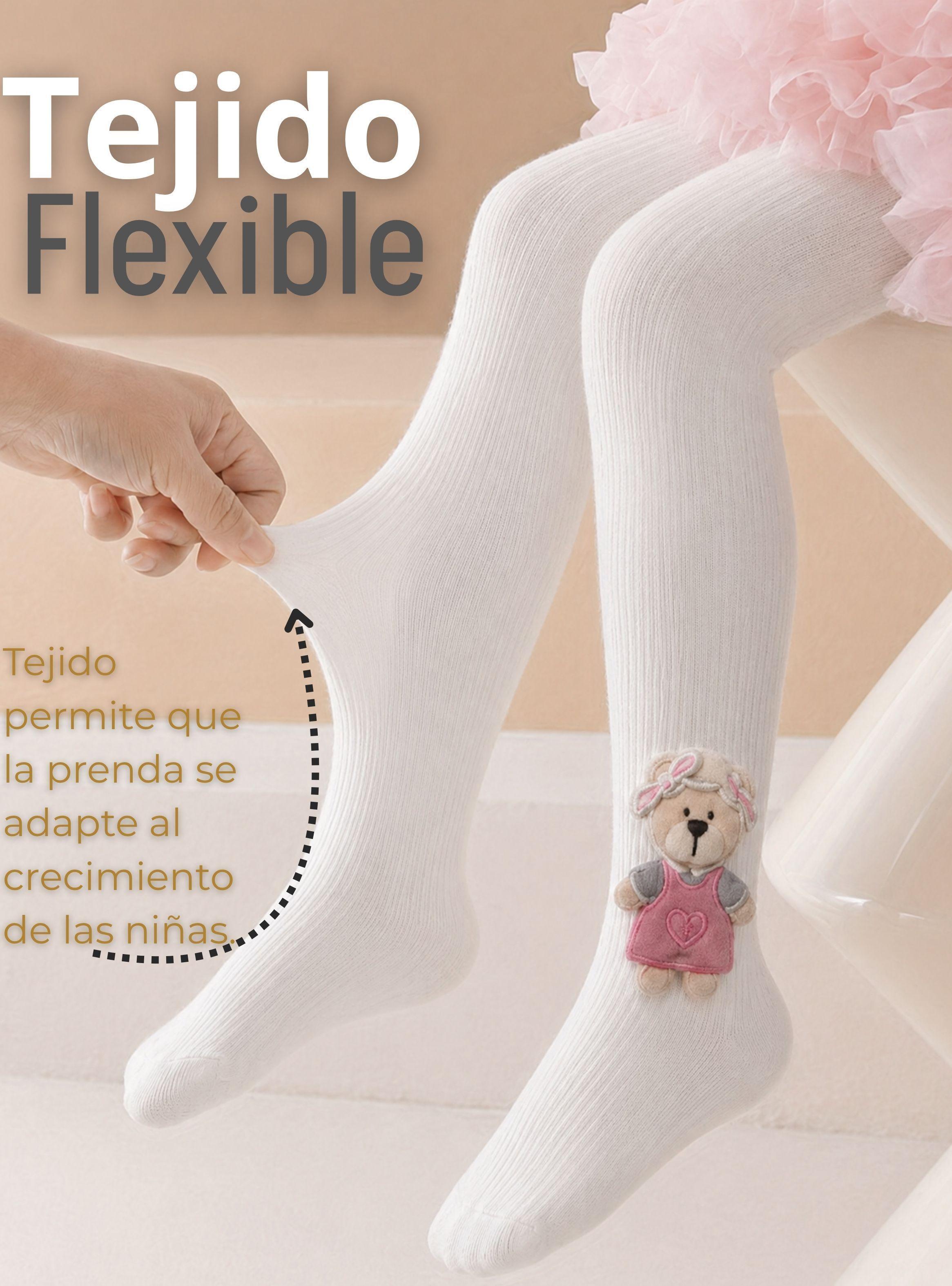 Panty 3D Osito Blanco Tejida Niña Ballerina 78% Algodón Premium-7
