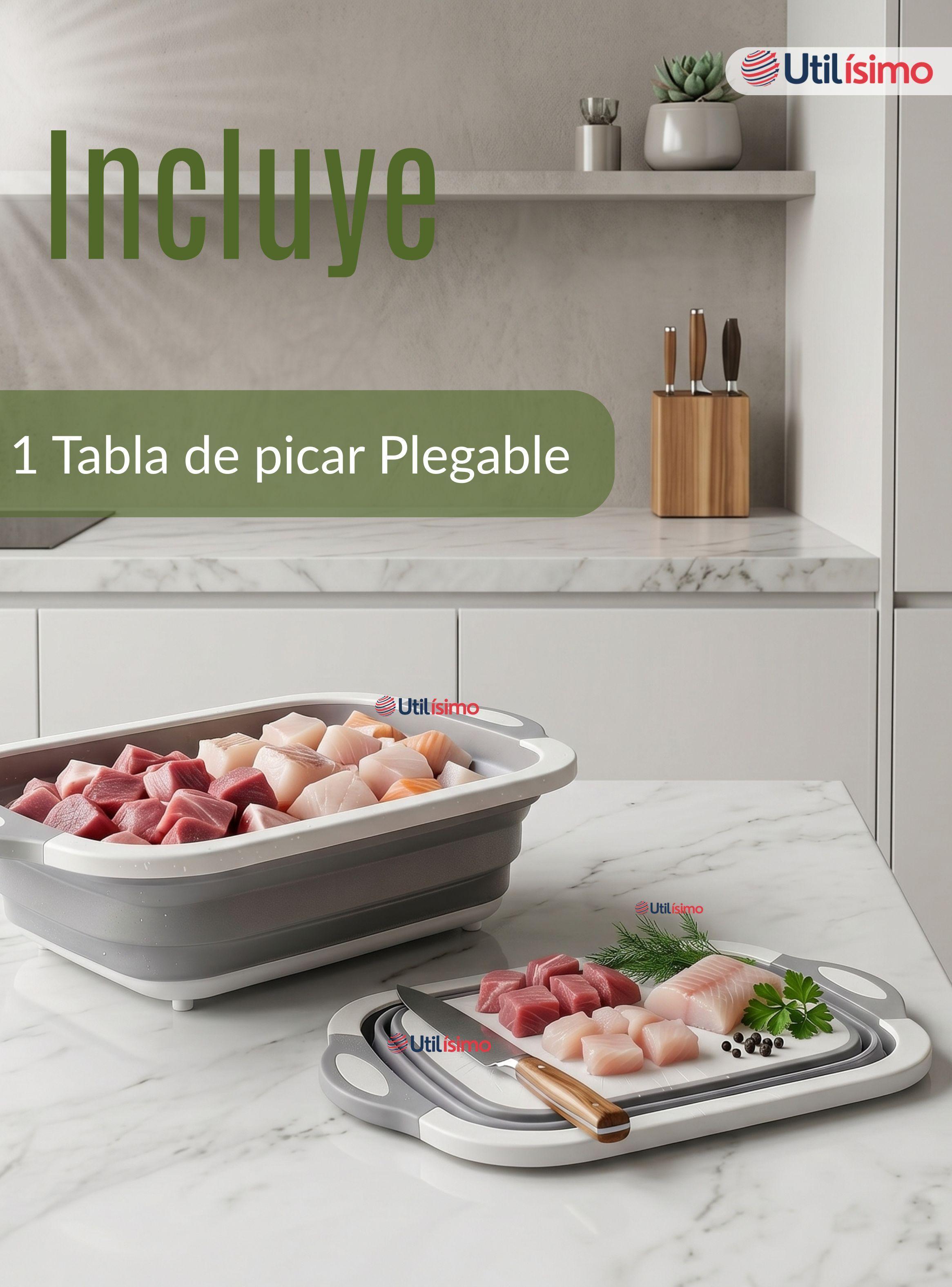 Tabla De Picar Plegable 3 En 1 Drenaje Multiuso Cocina Silicona-2