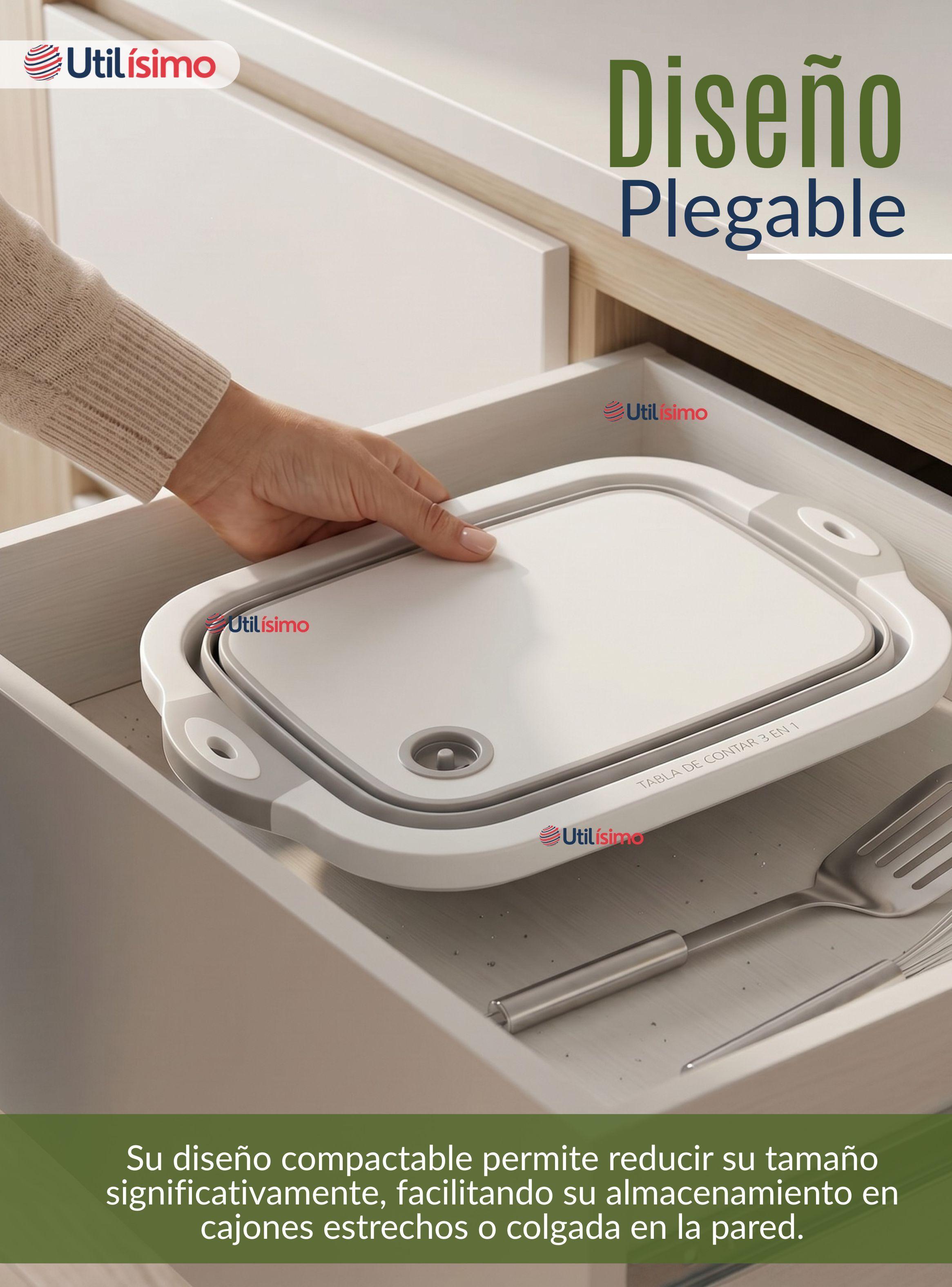 Tabla De Picar Plegable 3 En 1 Drenaje Multiuso Cocina Silicona-5