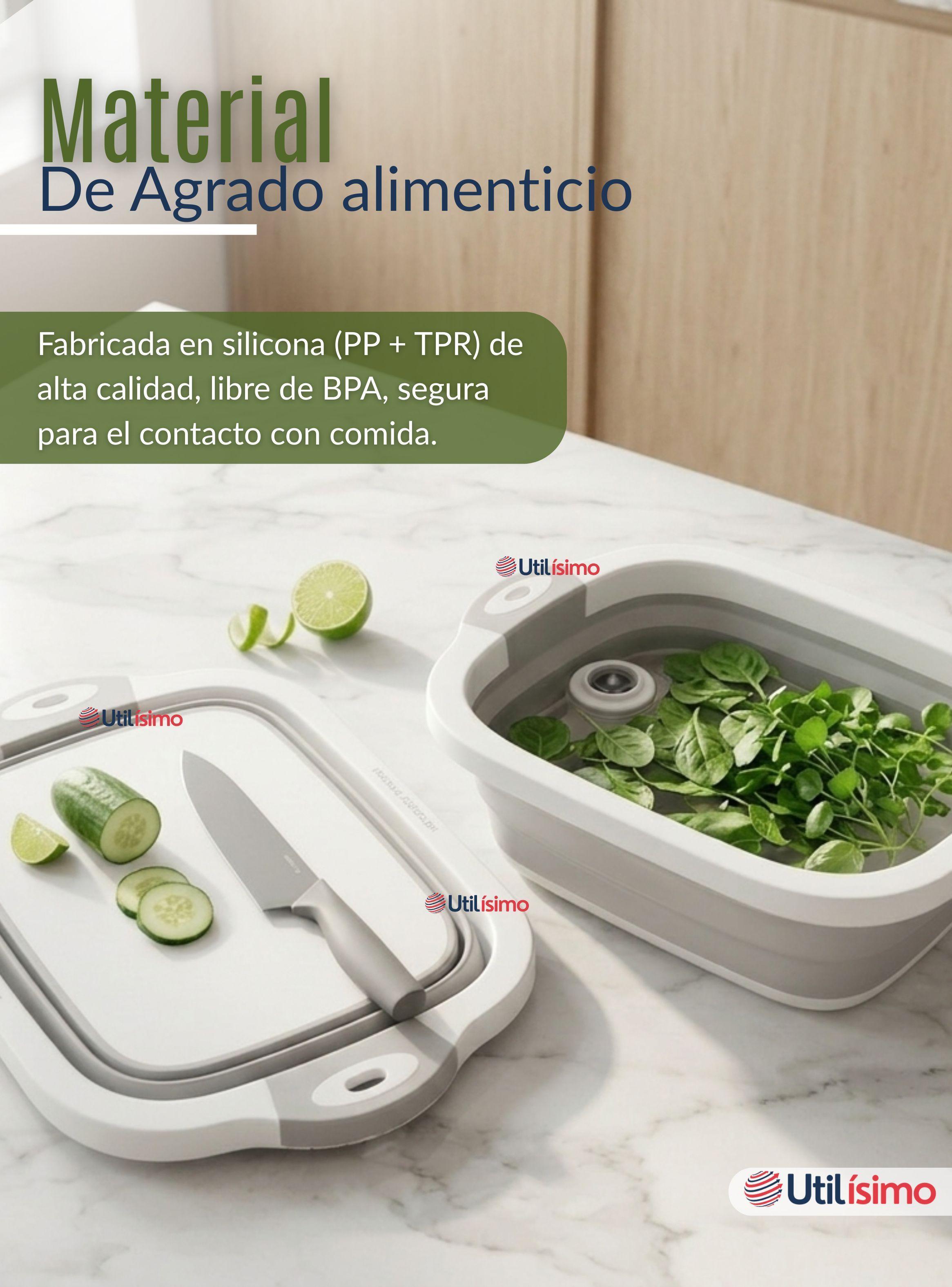 Tabla De Picar Plegable 3 En 1 Drenaje Multiuso Cocina Silicona-6