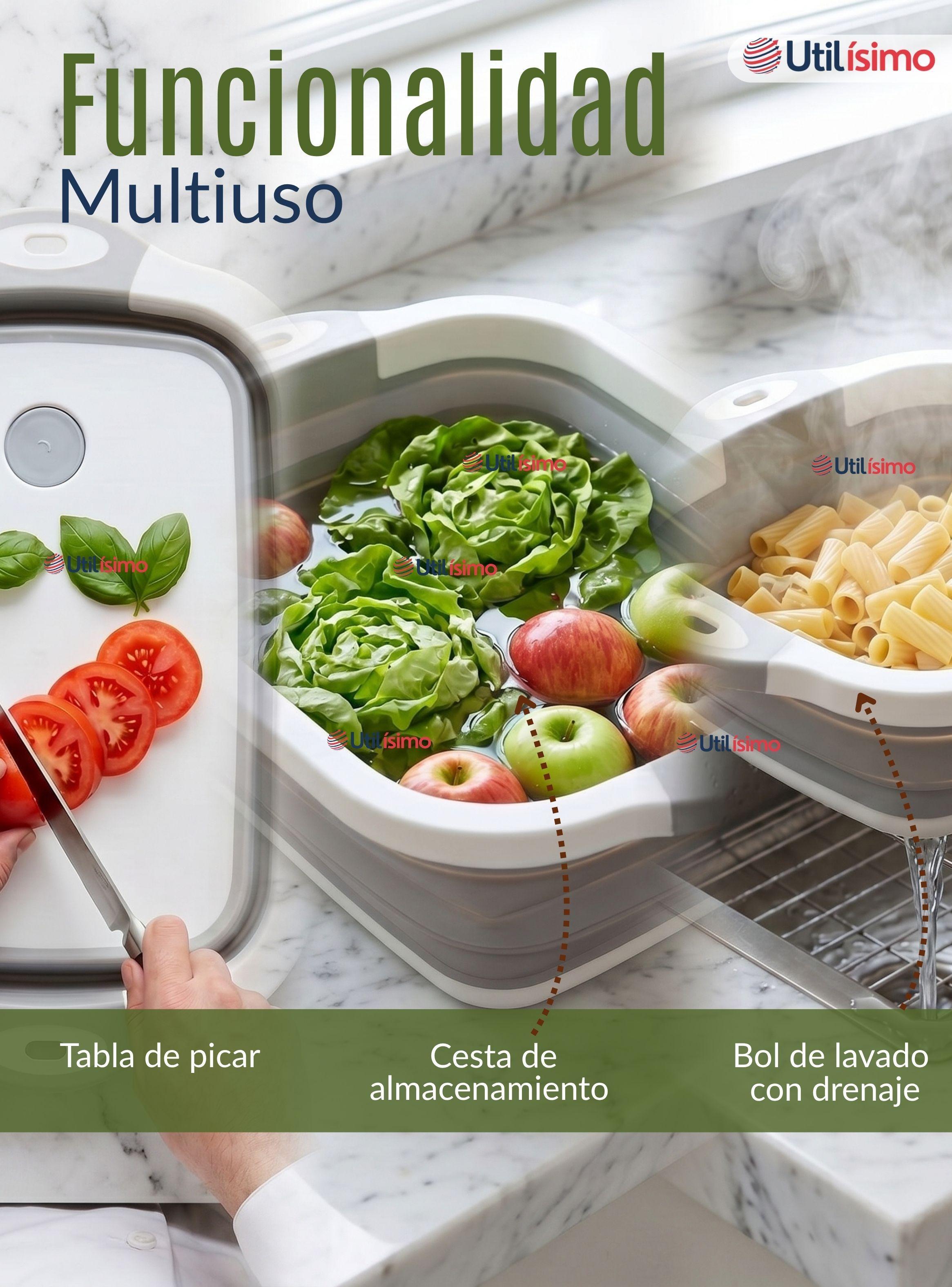 Tabla De Picar Plegable 3 En 1 Drenaje Multiuso Cocina Silicona-7