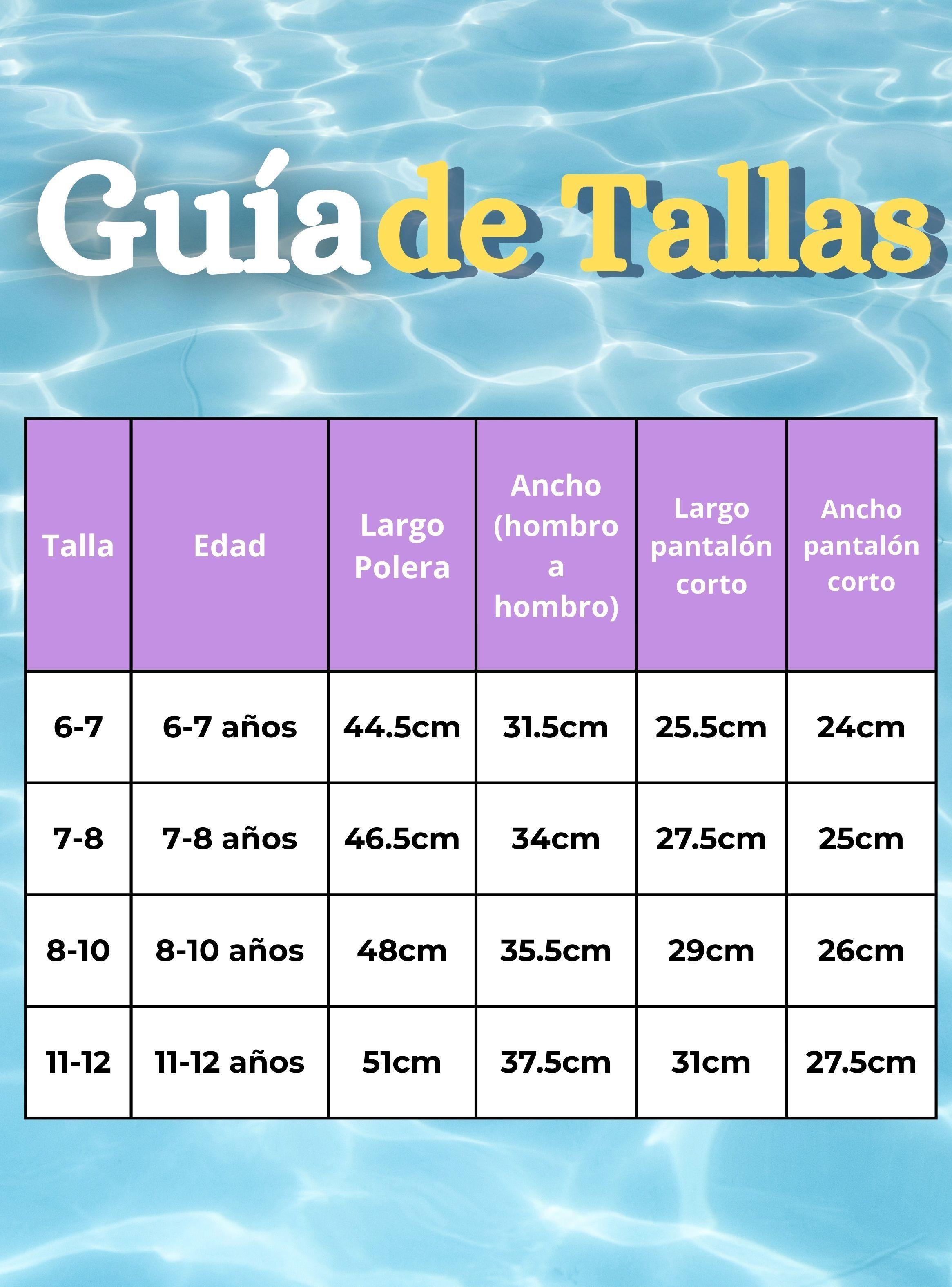 Traje De Baño Manga Corta Pantalón Corto Con Falda 2 Piezas Niña 6 a 13 Años Sea Beach Lila-3