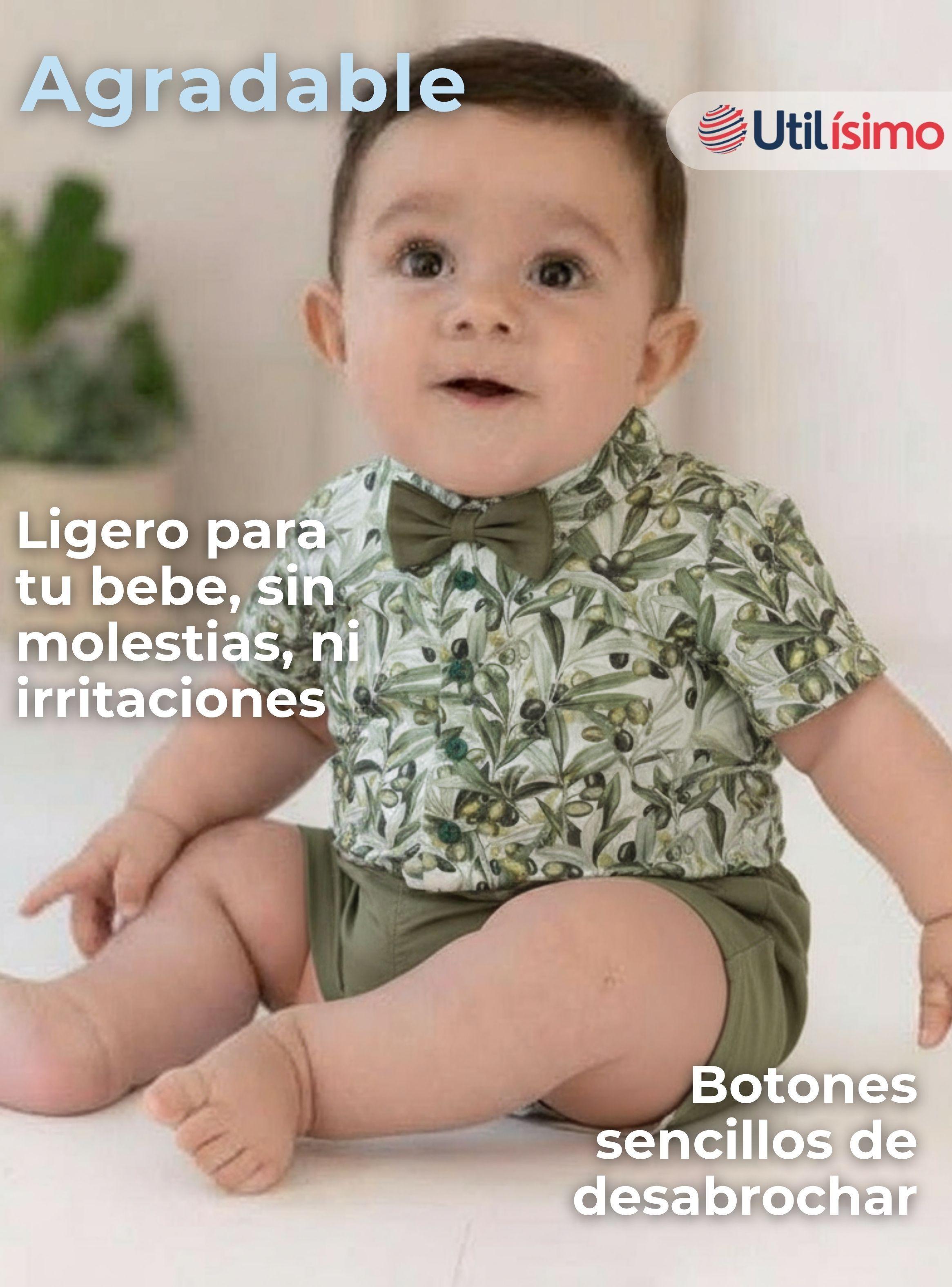 Conjunto de Vestir Camisa Estampada Con Lazo Verde  Y Pantalón Corto Algodón Niño y Bebe-6