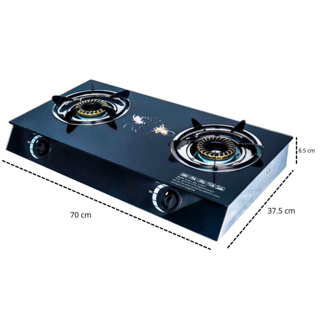 Cocinilla Encimera a Gas 2 Platos Vidrio Templado LINE - Regular-2