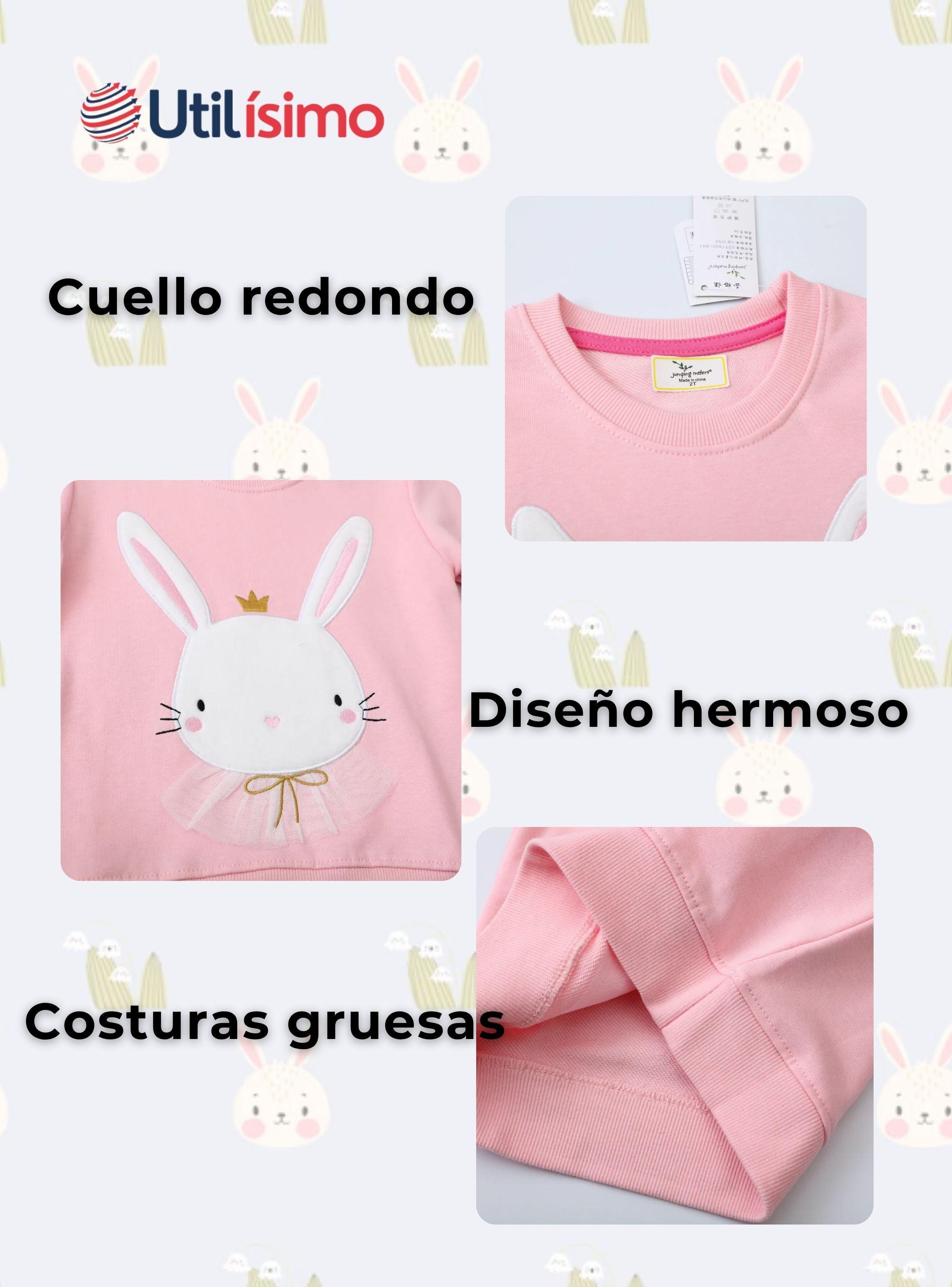 Polerón Algodón Cuello Redondo Niña Rosado Conejito-3