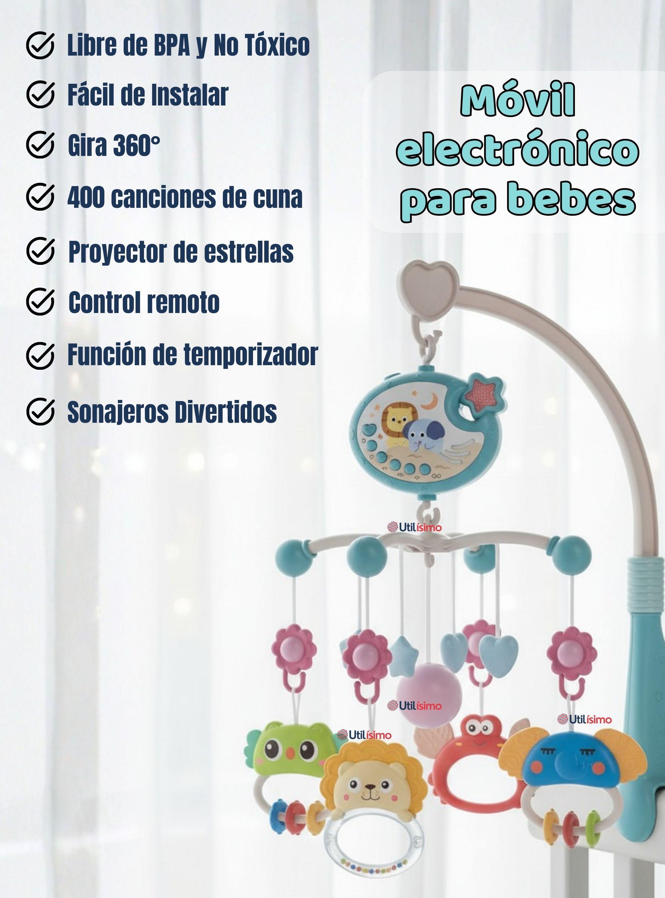 Móvil Giratorio Musical Proyector De Luces + Control Para Cuna Bebé-1