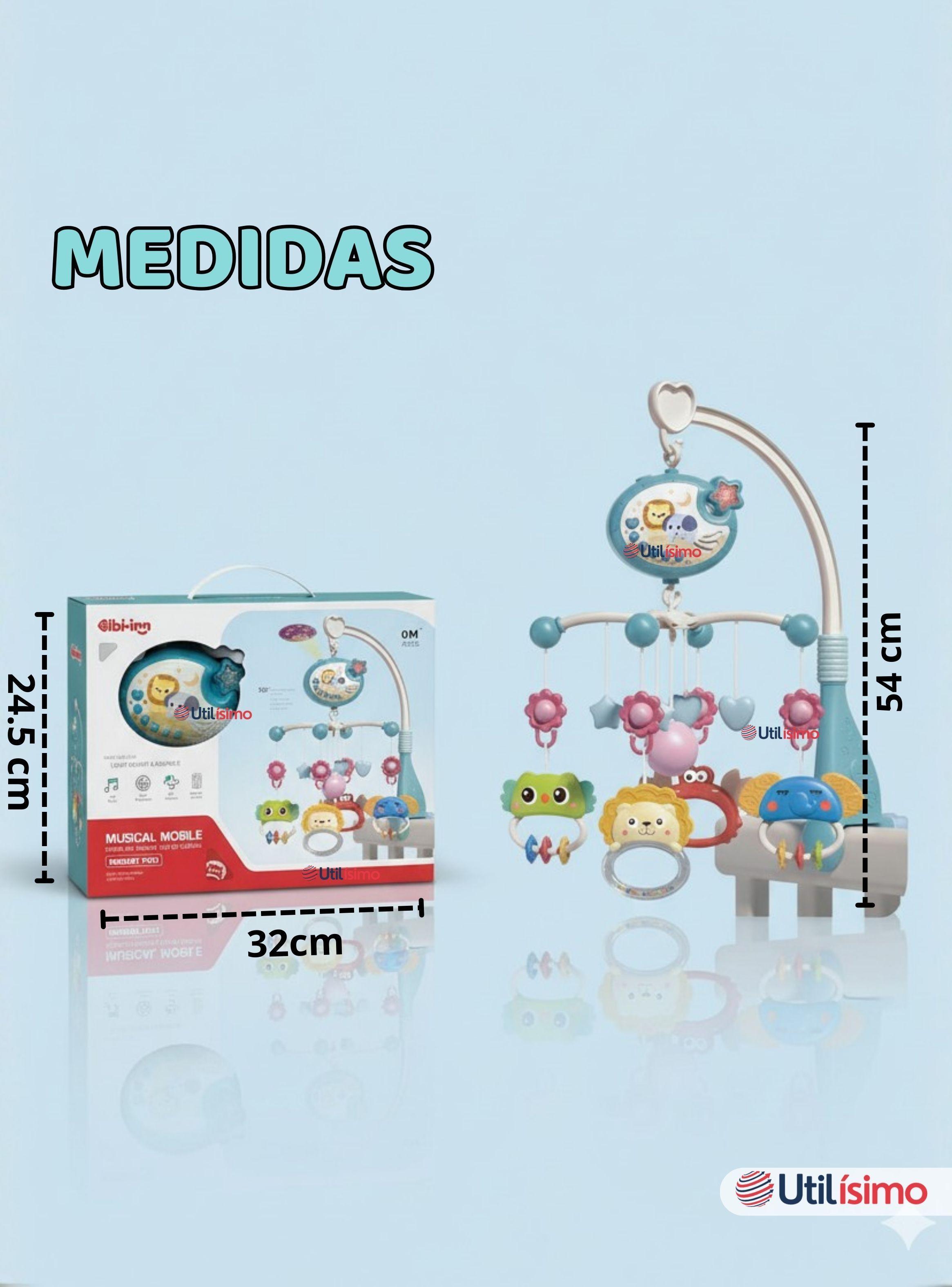 Móvil Giratorio Musical Proyector De Luces + Control Para Cuna Bebé-3