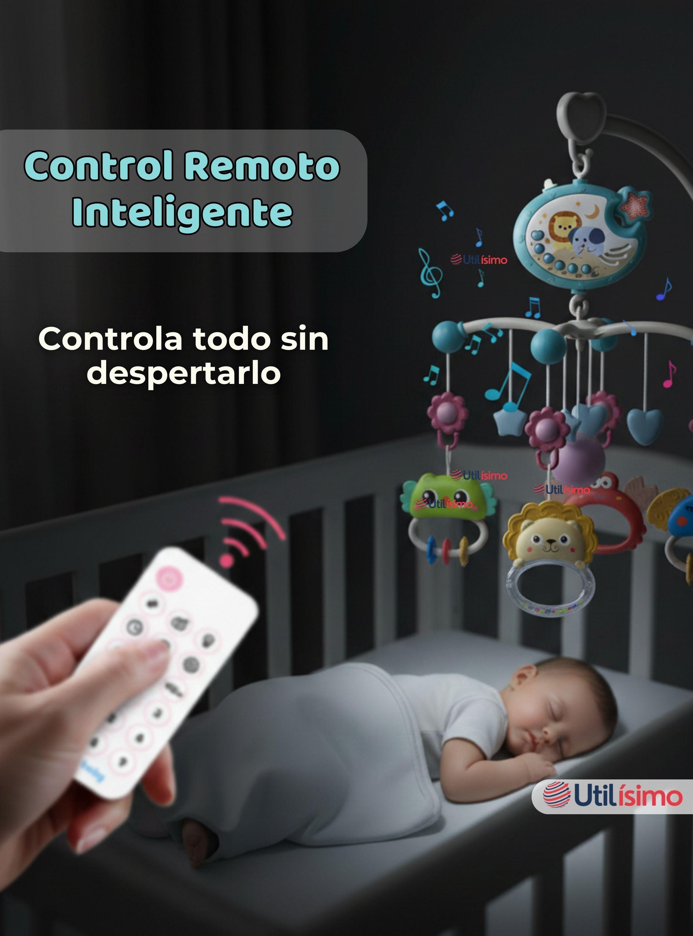 Móvil Giratorio Musical Proyector De Luces + Control Para Cuna Bebé-6