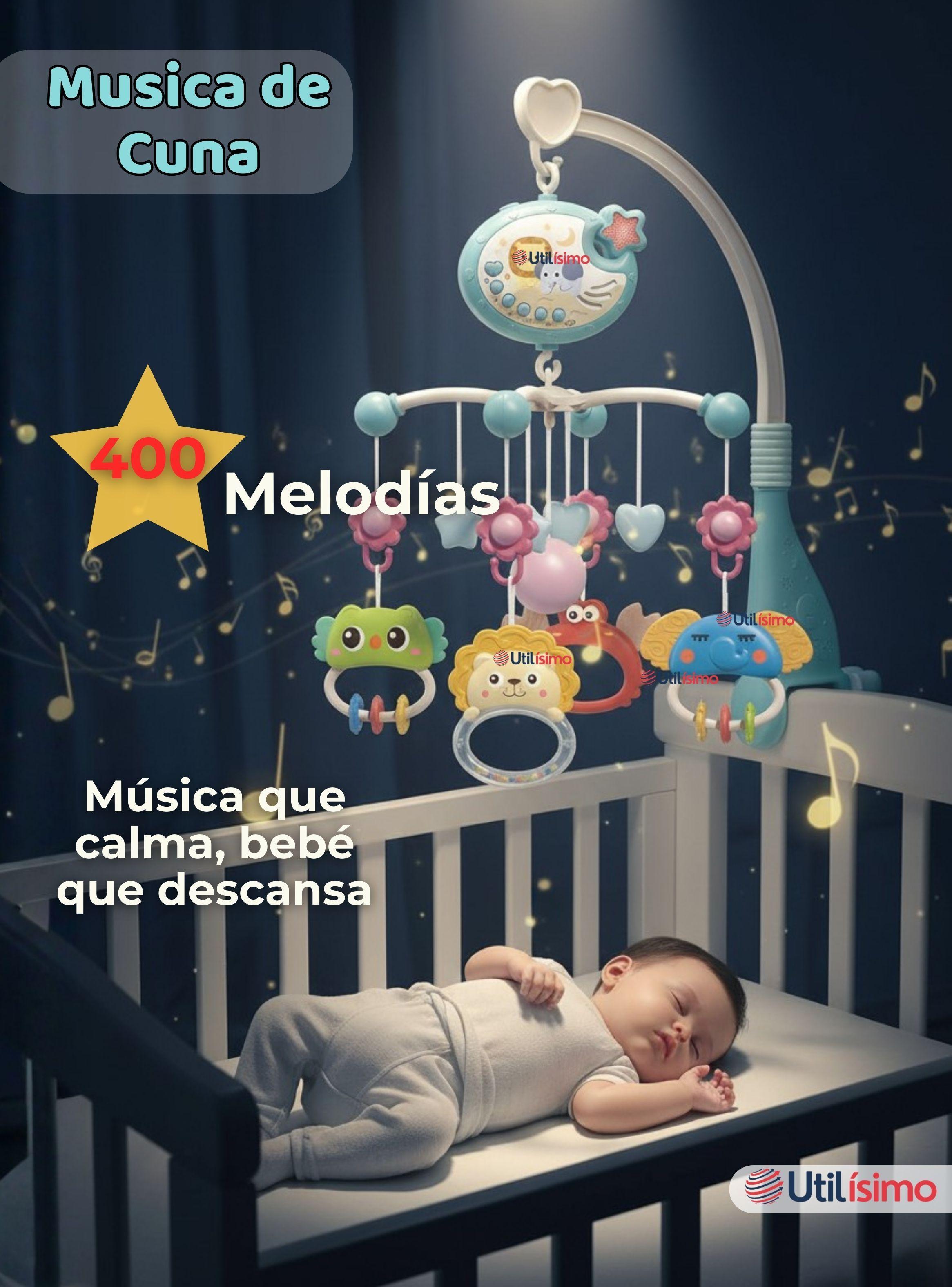 Móvil Giratorio Musical Proyector De Luces + Control Para Cuna Bebé-7